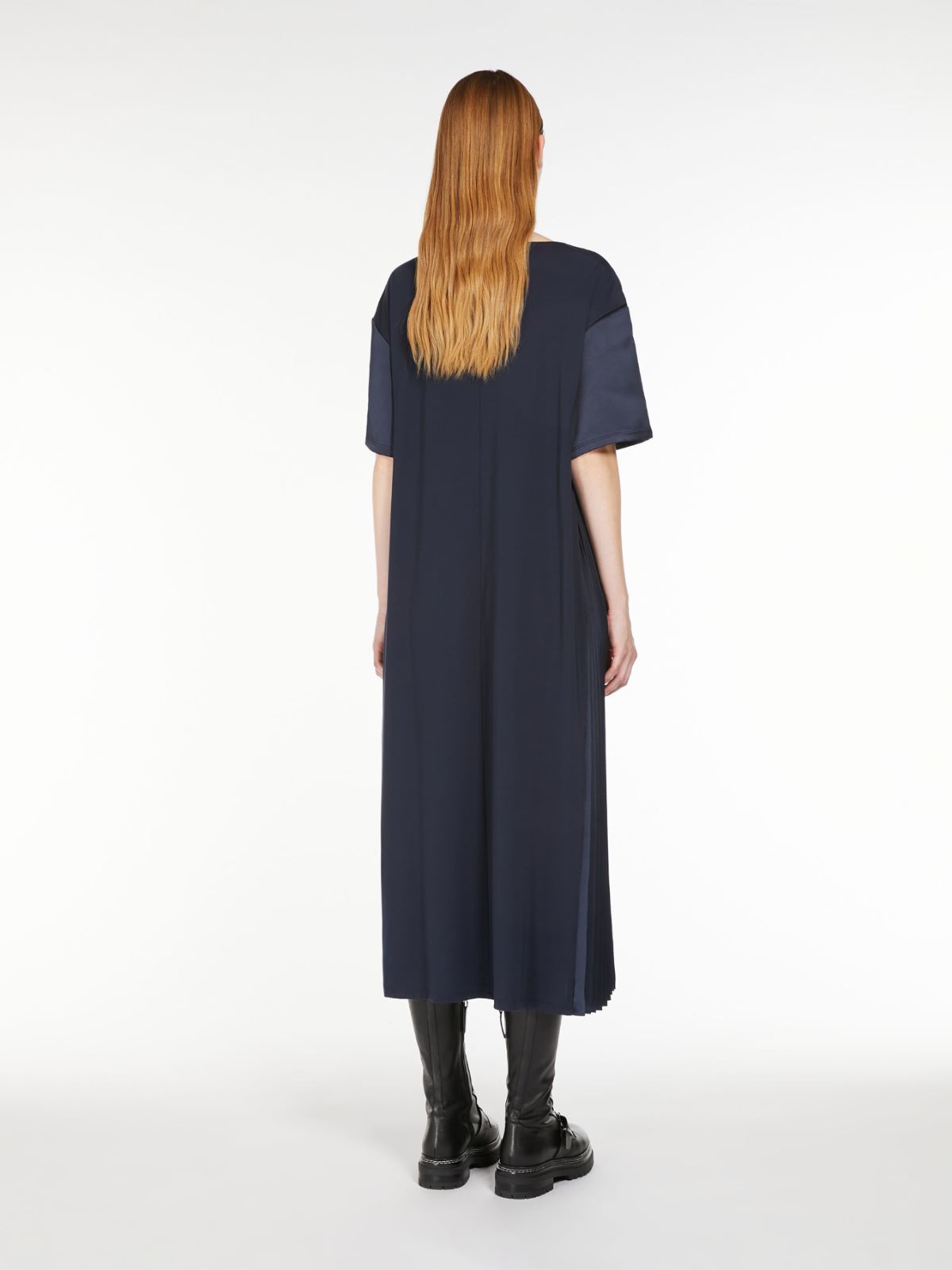 Weekend Max Mara Womens Vy Contrast Belt-tie Flared-hem Stretch-woven Blend Midi Dress In Black