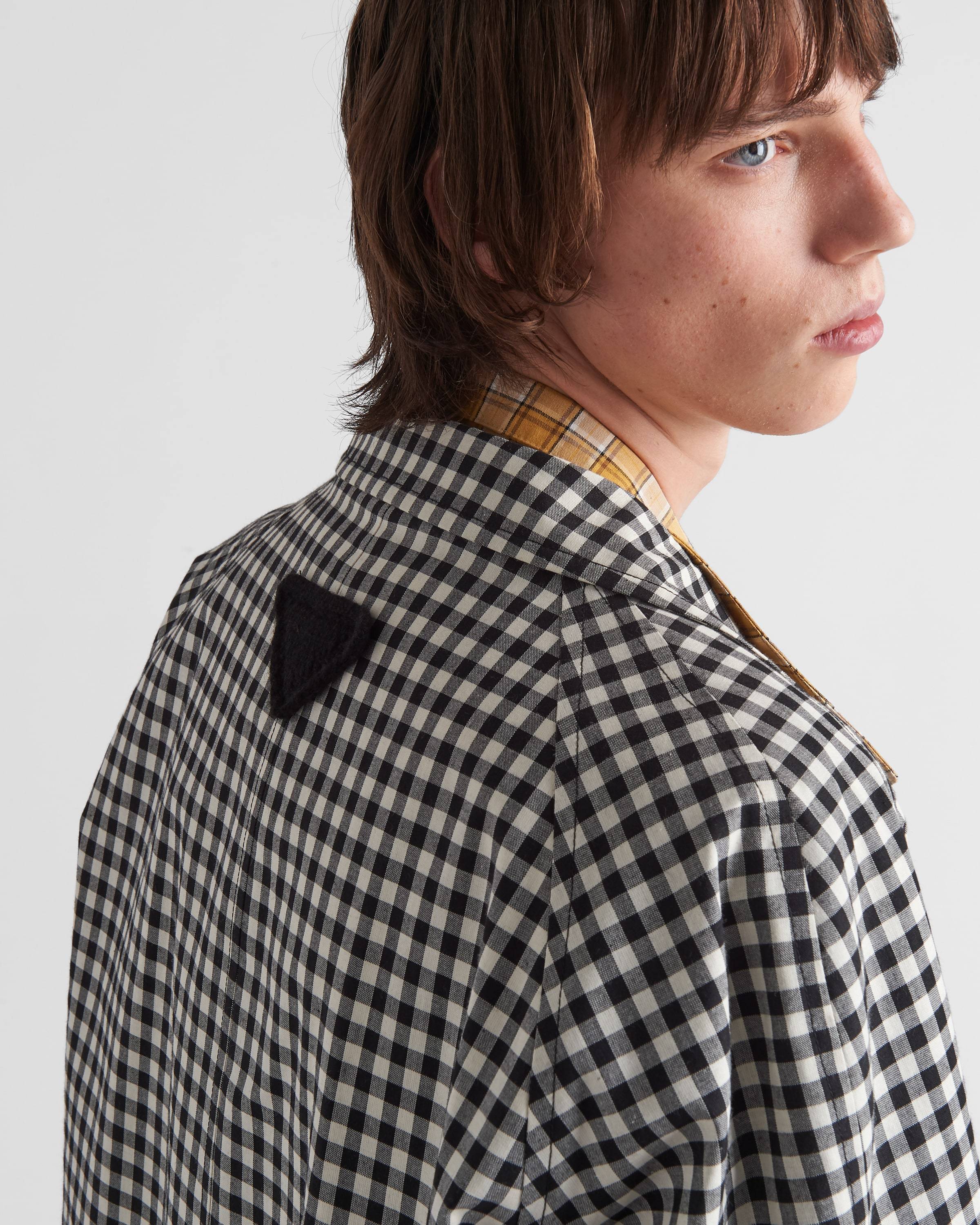 PRADA PRADA CHECK PATTERN BELTED COAT