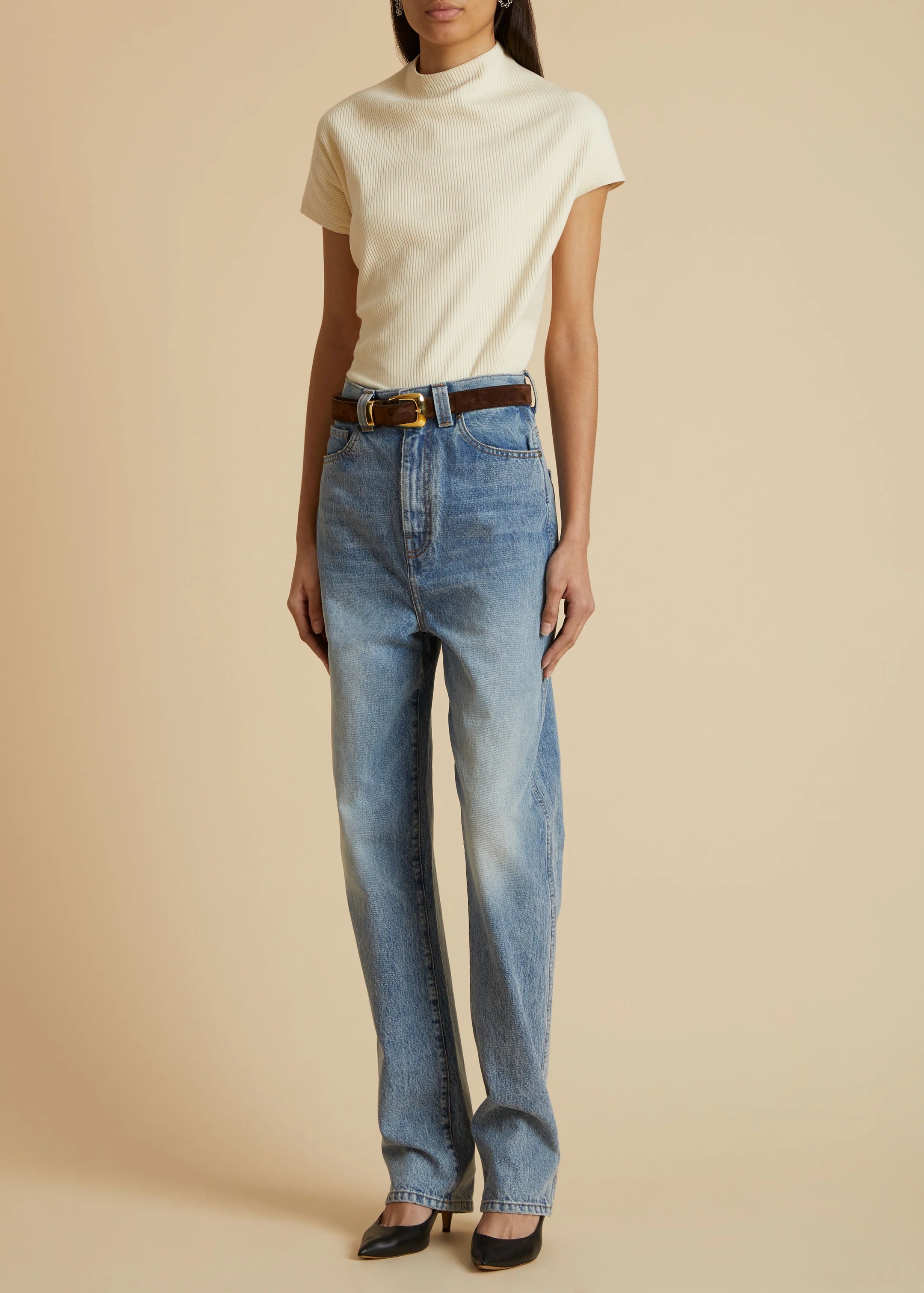 Khaite Albi High-rise Tapered Jeans In Blue
