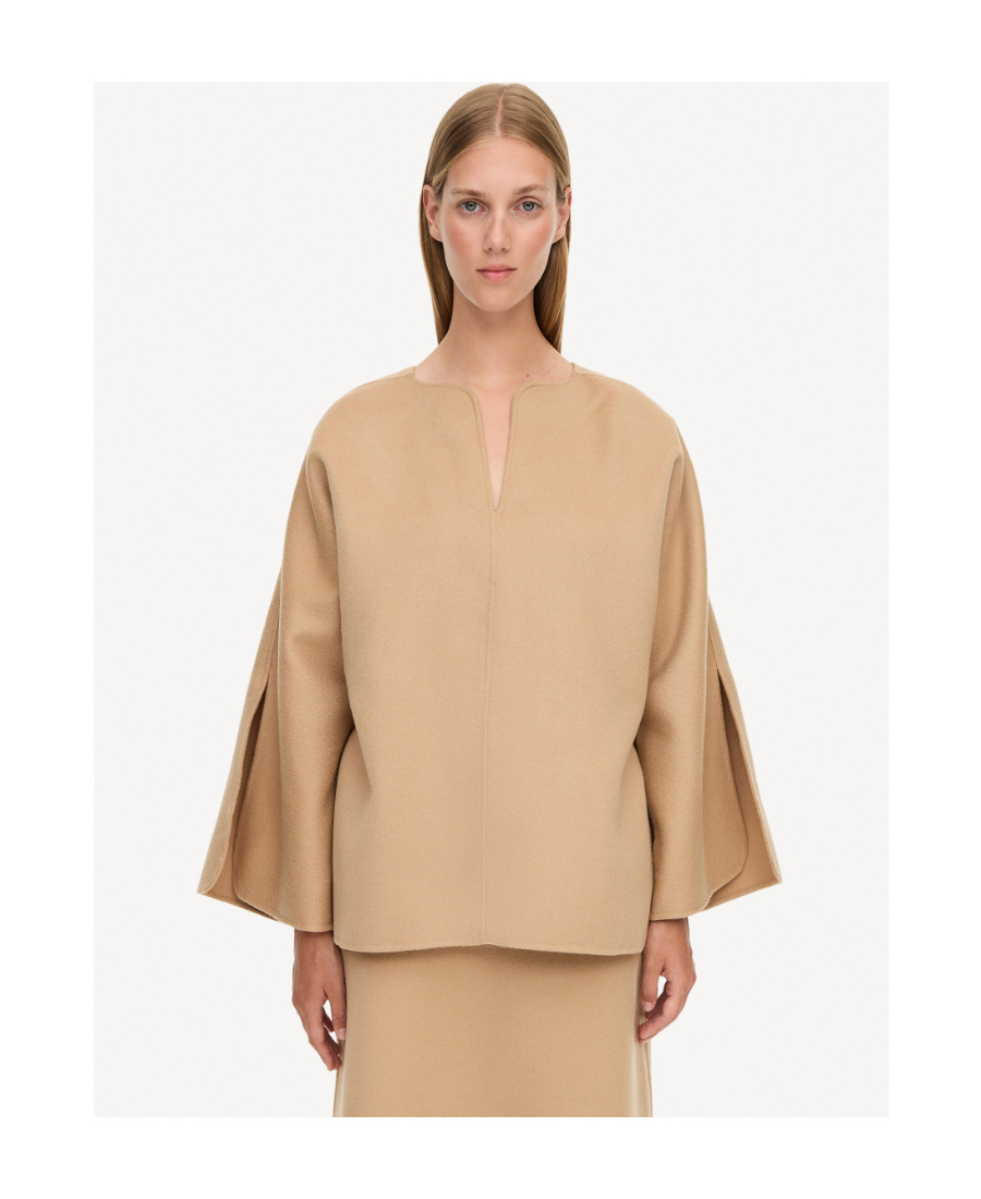 By Malene Birger Wide-sleeved Wool Blouse In Nude