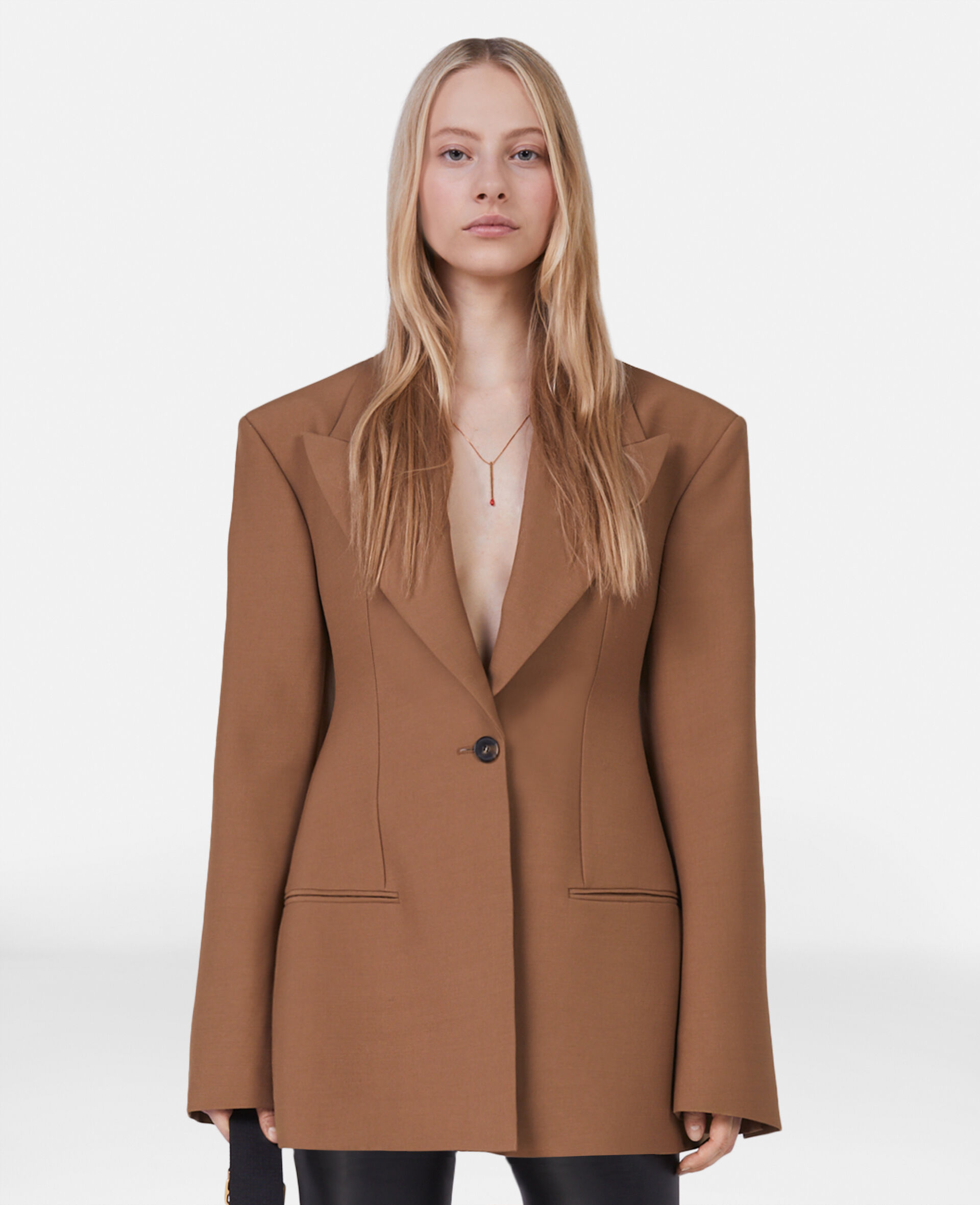 Stella Mccartney Long-sleeved Wool Suit Jacket In Brown