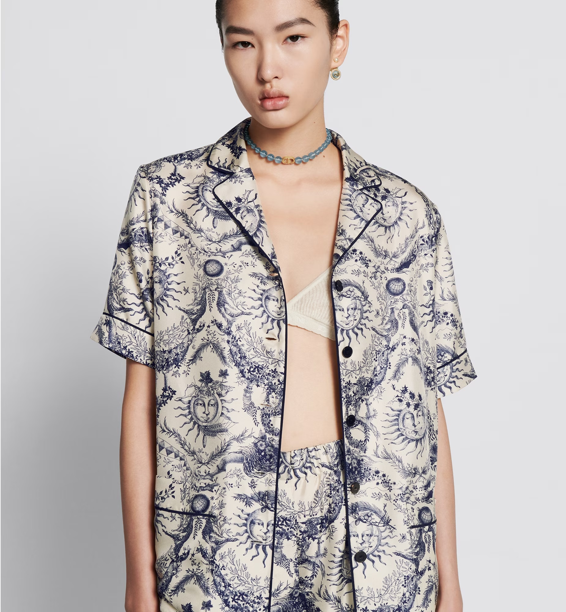 Dior Single-breasted Short-sleeved Shirt In Gray