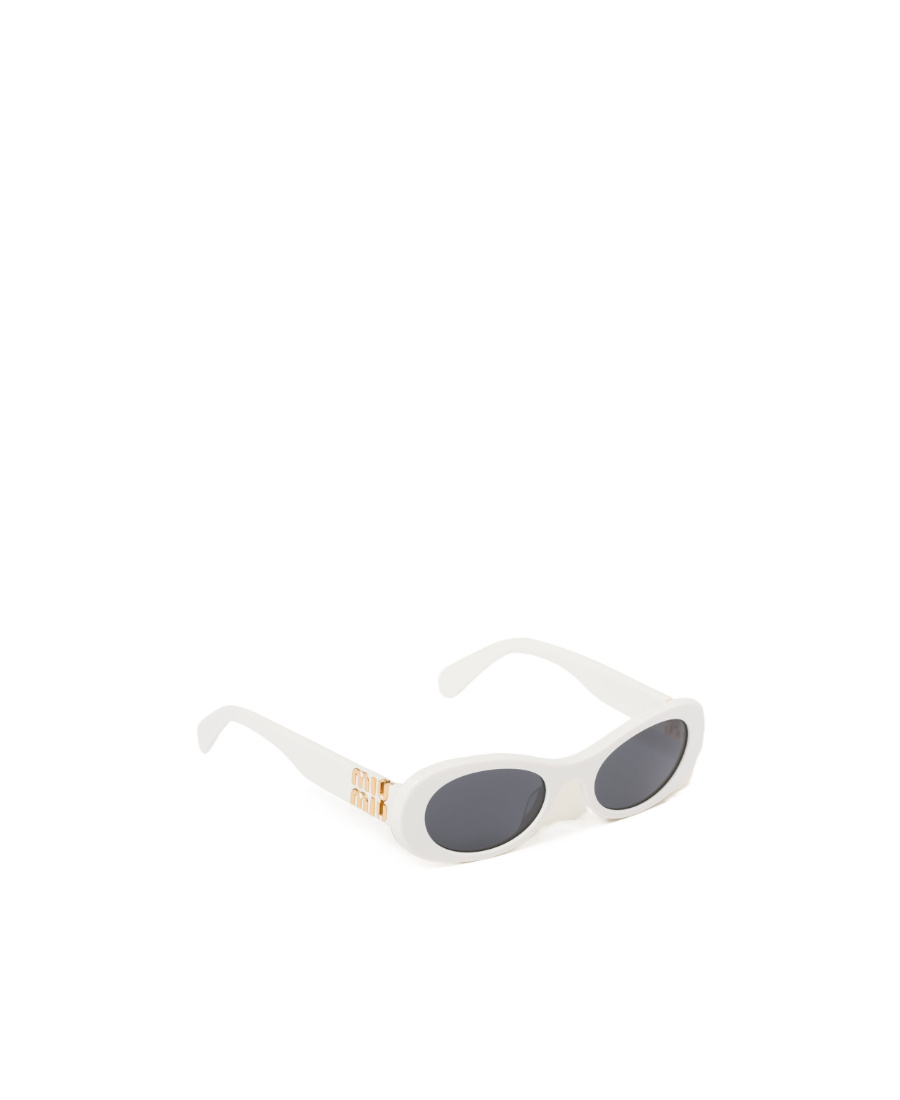Miu Miu Miu Glimpse Oval-frame Sunglasses In White