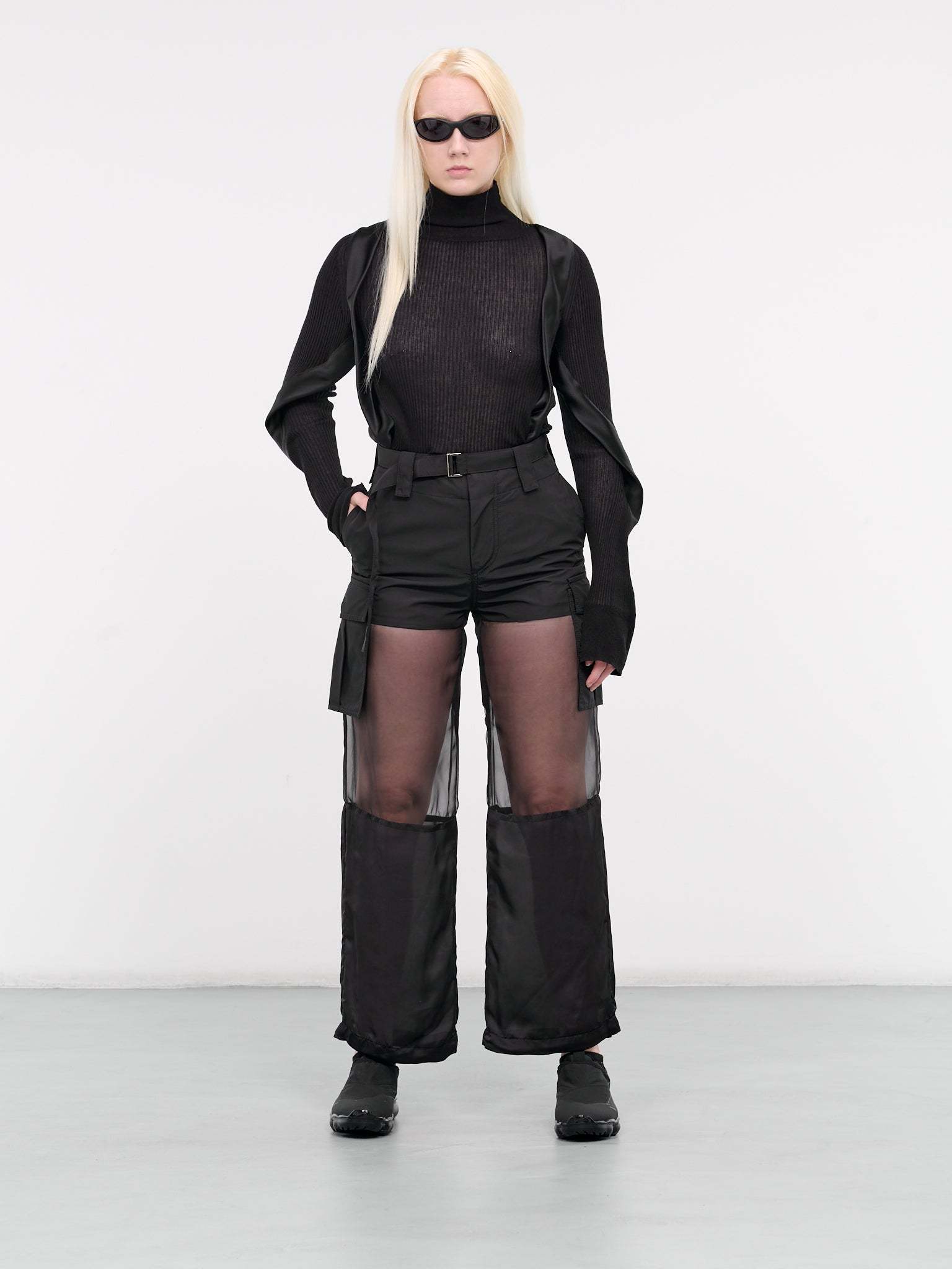 Sacai Casual Pants With Belt Loops In Black