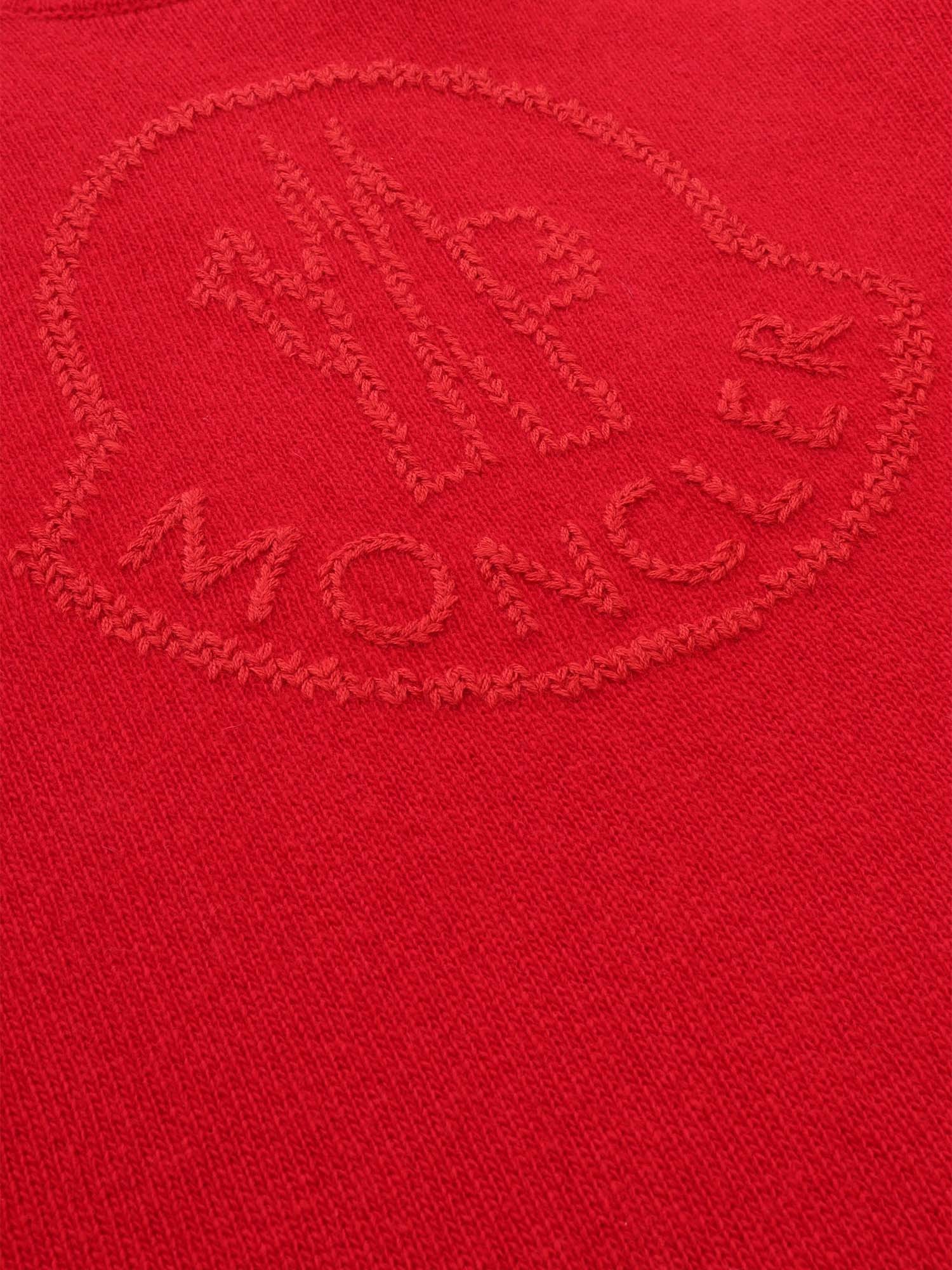Moncler Logo-embroidered Virgin-wool Knitted Dress In Red