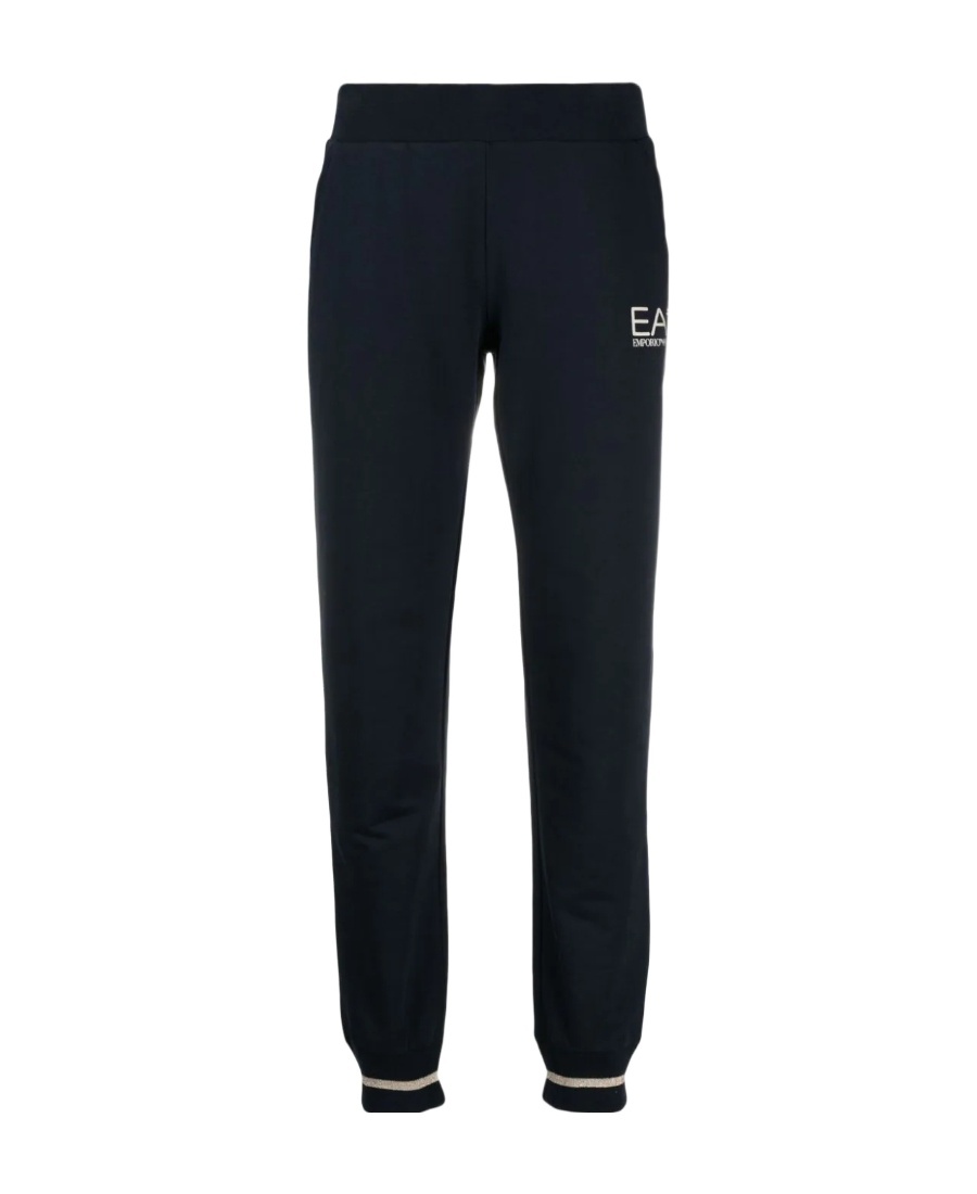 Ea7 Logo-print Tapered Track Pants In Black