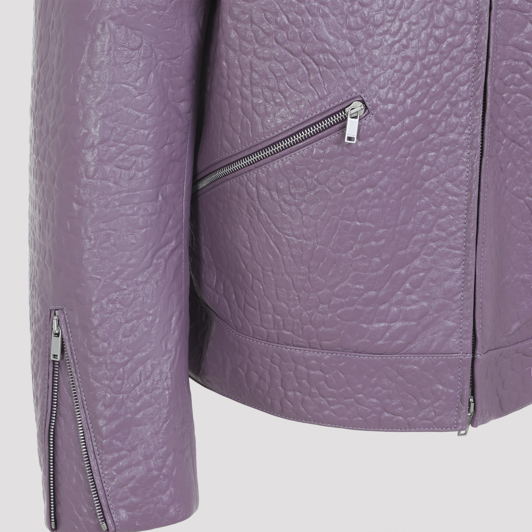 Jil Sander Long-sleeved Leather Jacket In Purple
