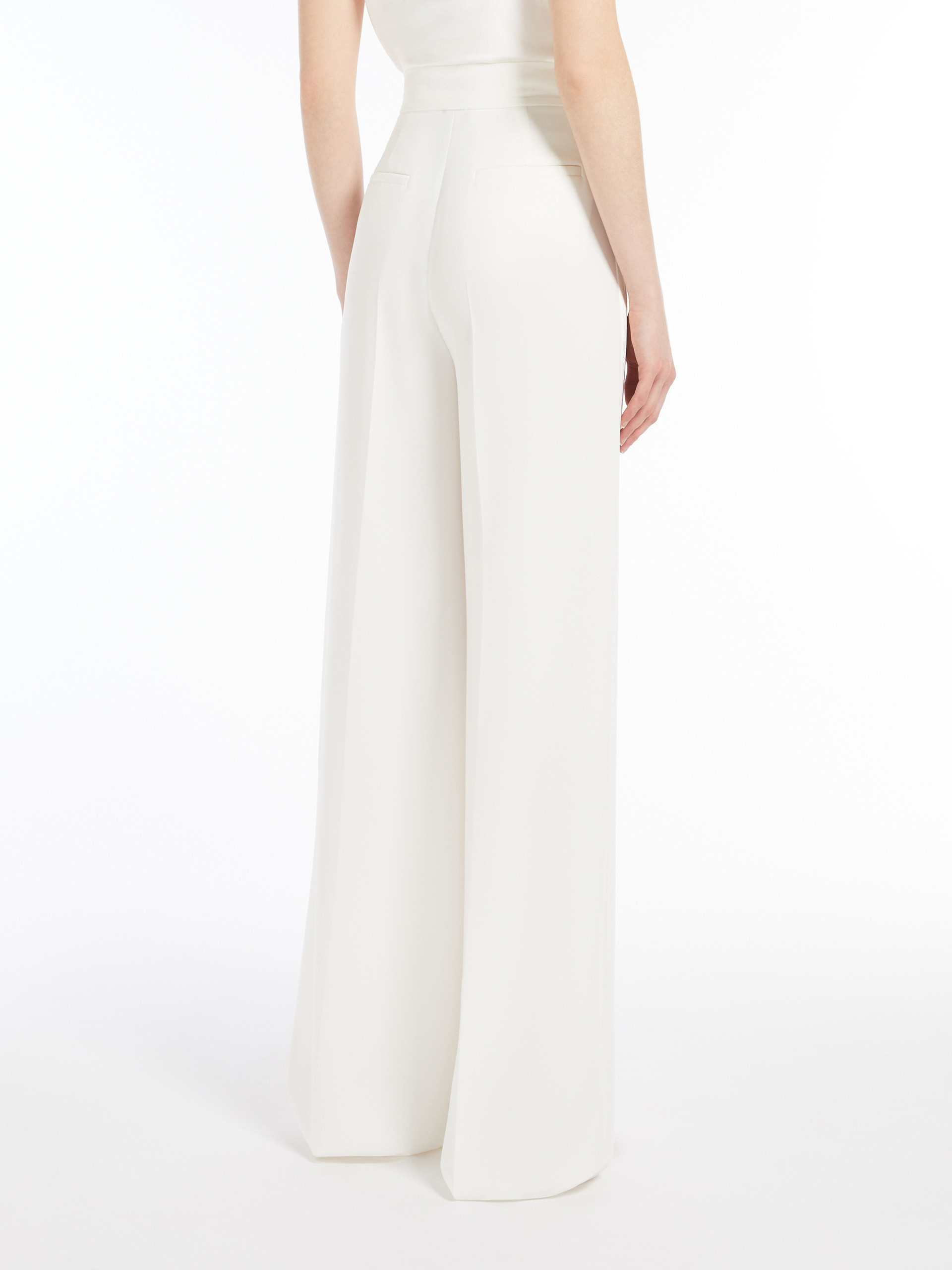 Shop Max Mara Straight Cady Trousers In White