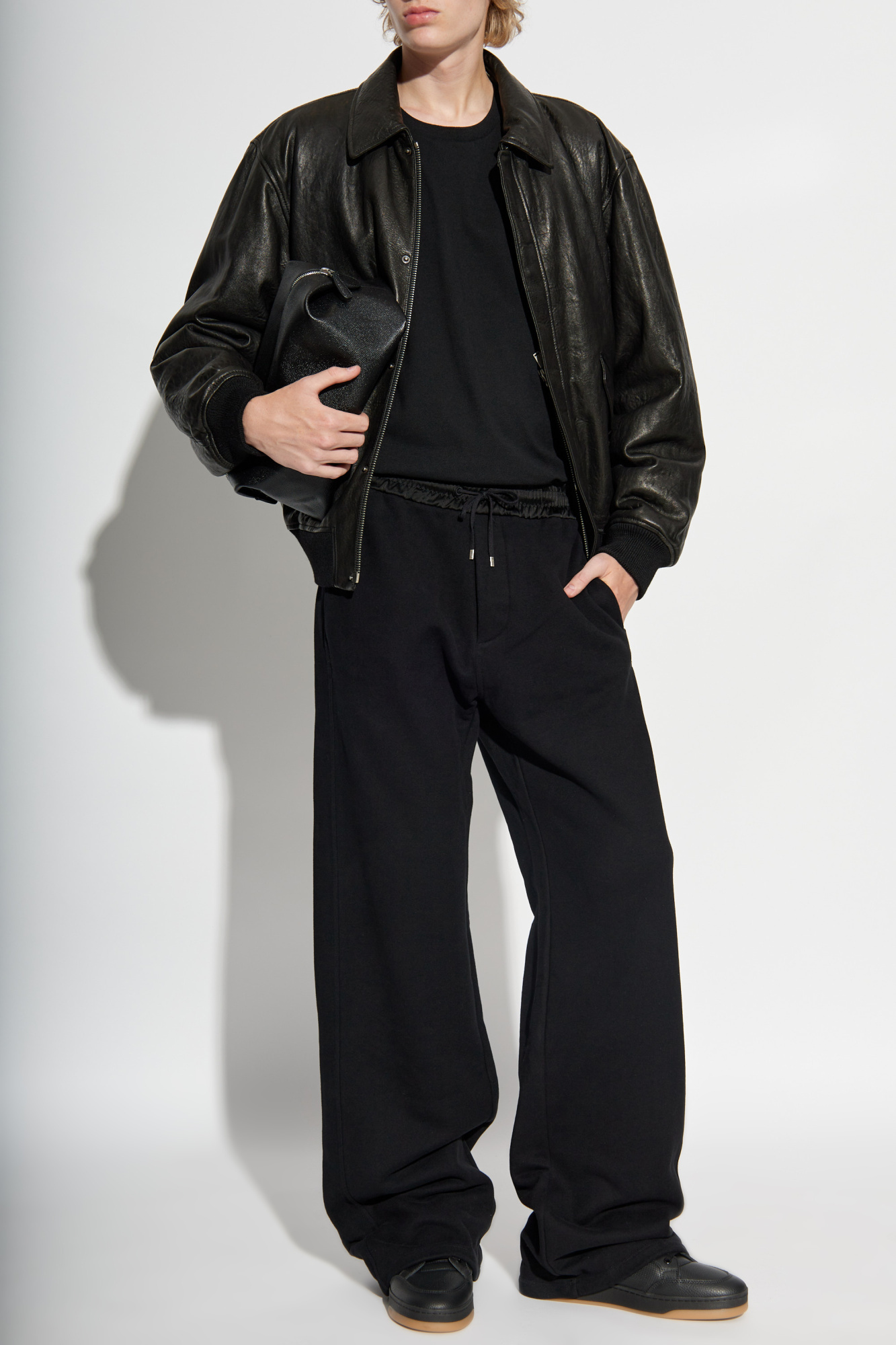 SAINT LAURENT PULL ROPE AND STRETCH WAIST SWEATPANTS 