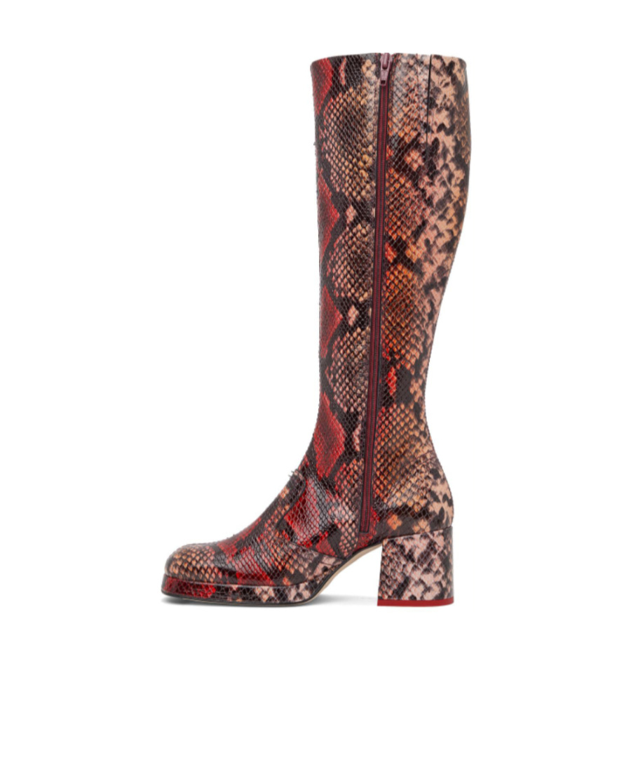Shop Miista Serpentine Embossed Boots In Brown