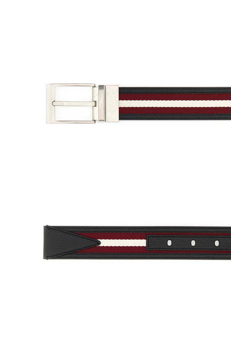 Shop Bally Striped Leather Belt In Black