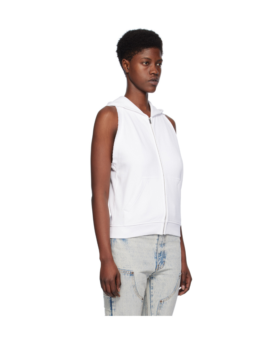 We11 Done Plain Knitted Hooded Sleeveless Vest In White