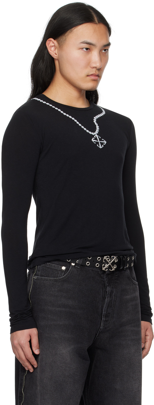 Off-white Black Printed Long Sleeve T-shirt In Black