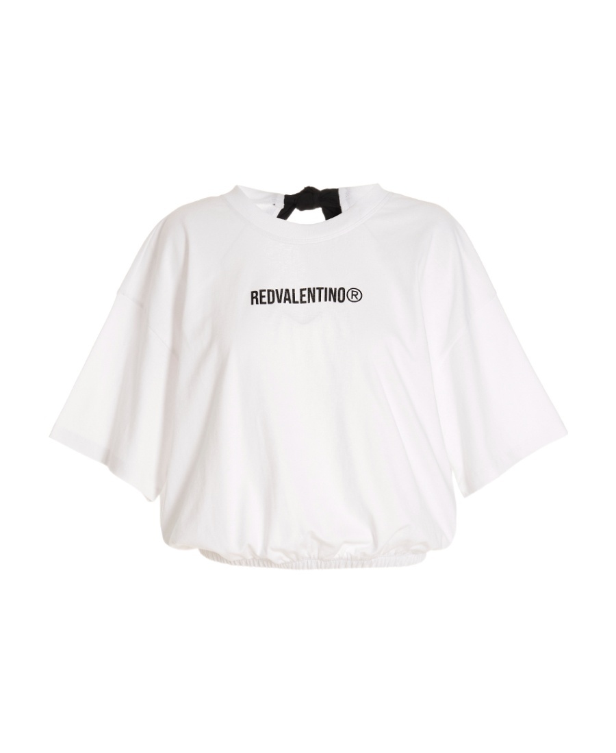 Red Valentino Logo T-shirt With Round Neck In White