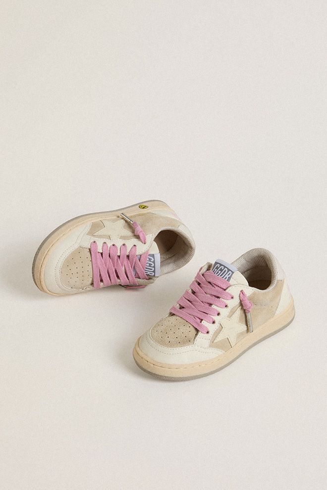Golden Goose Suede Lace-up Sneakers In Nude