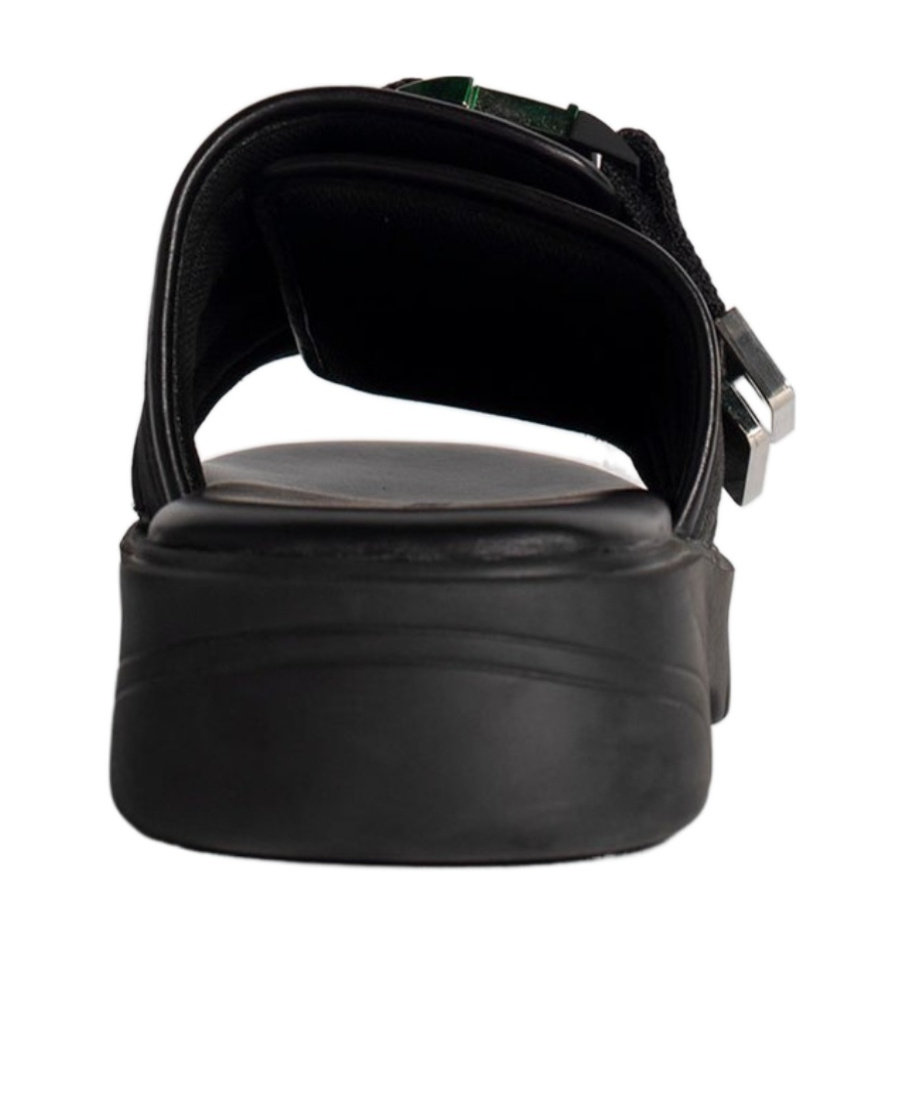 Shop Bottega Veneta Double-buckle Leather Slides In Black