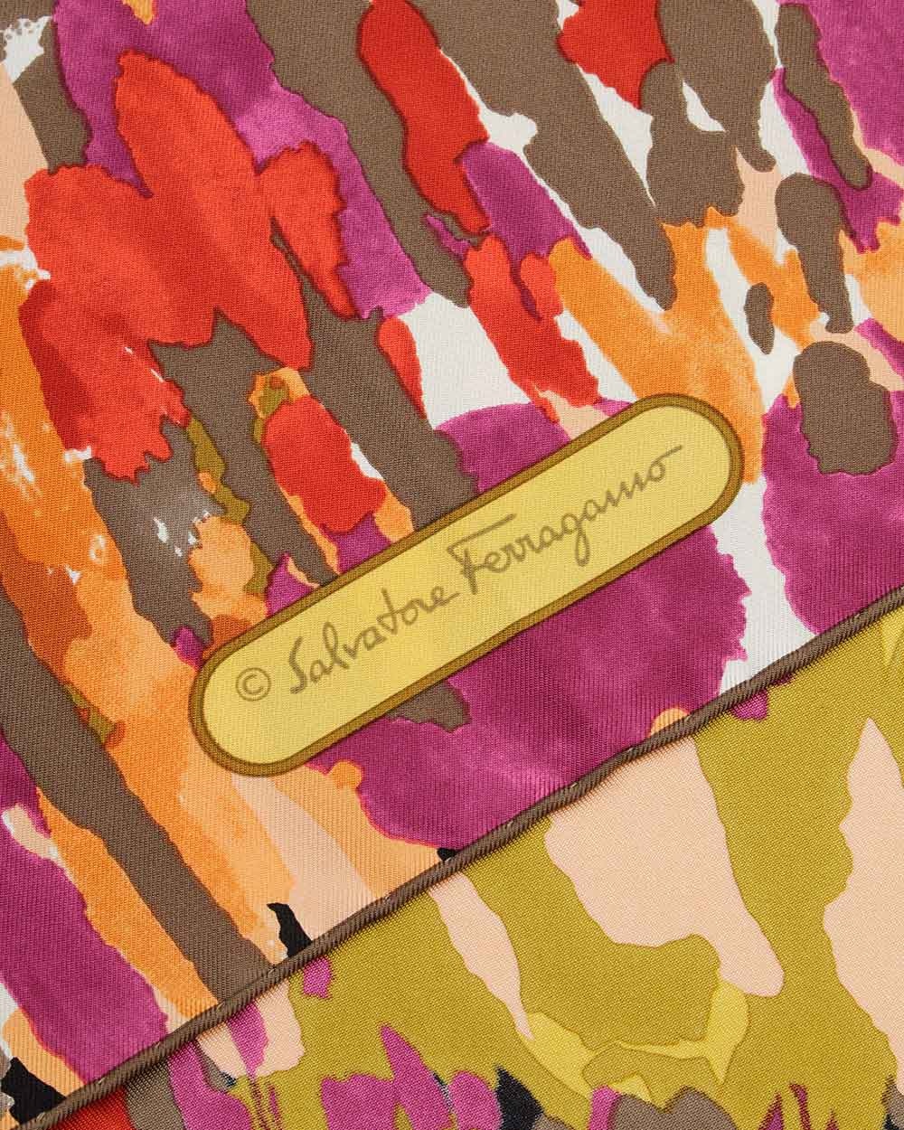 Ferragamo Printed Square Scarf In Nude