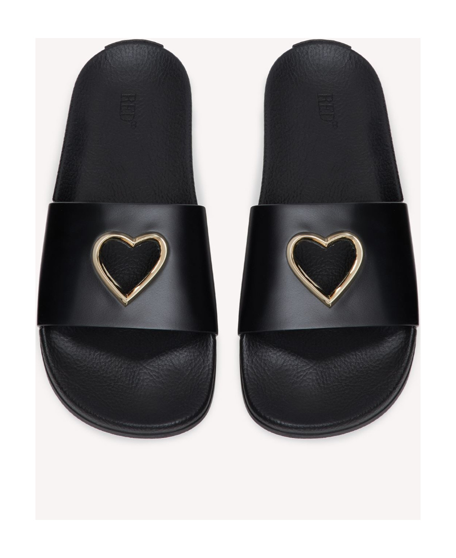 Red Valentino Heart Shaped Flip-flops In Black