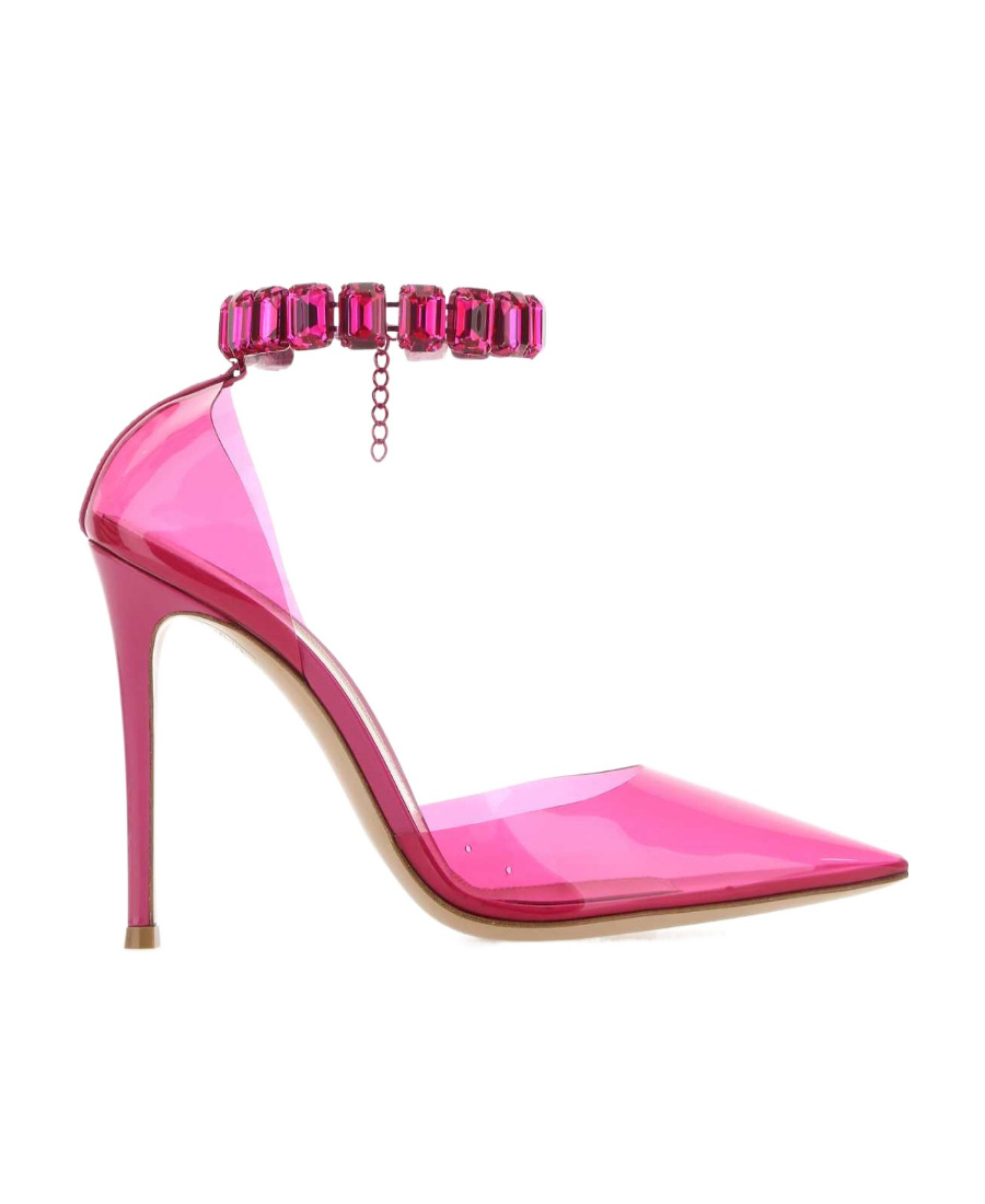 Gianvito Rossi Crystal Embellished Pointed Toe Sandals In Pink