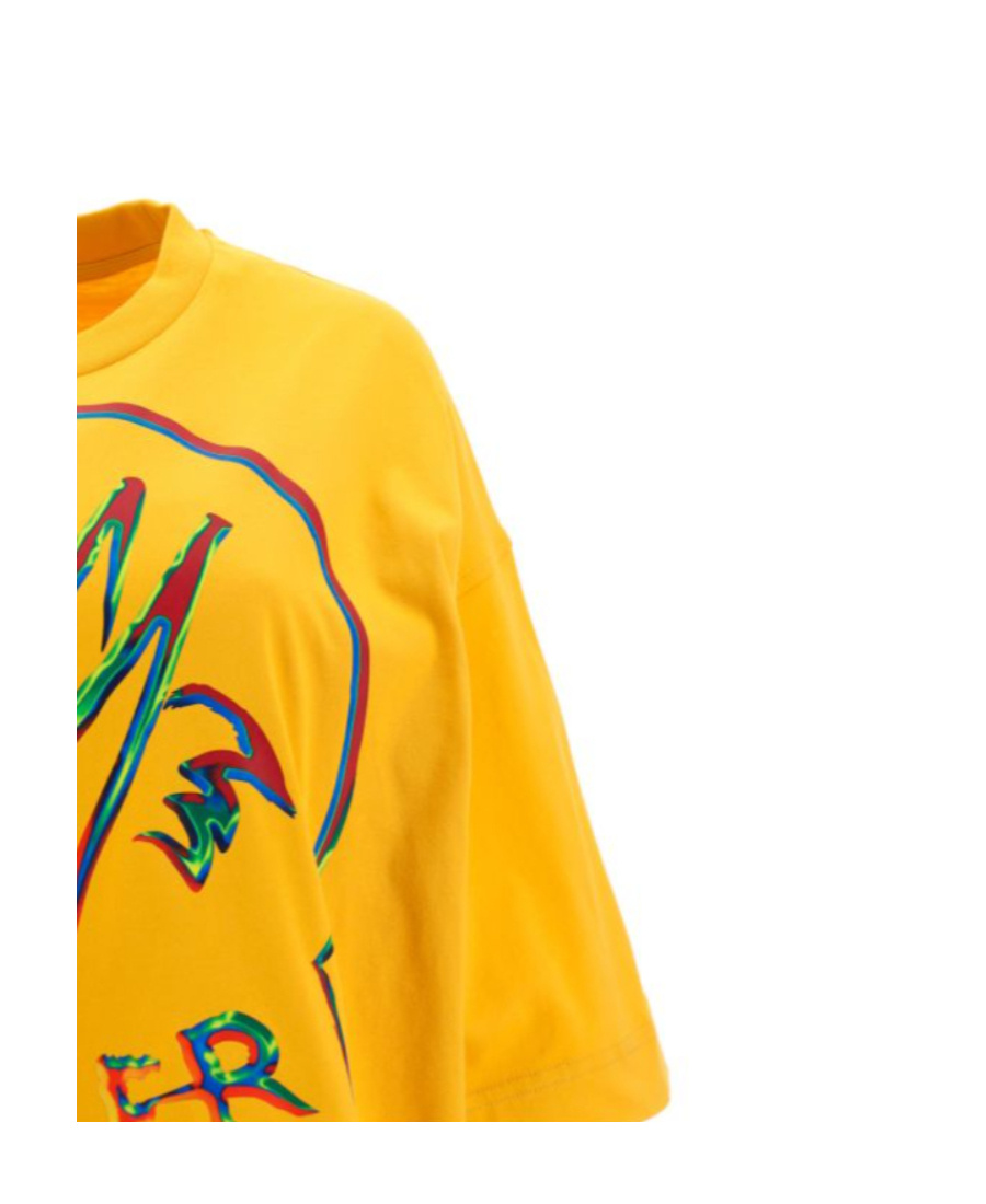 Moncler Printed T-shirt With Round Neck In Yellow