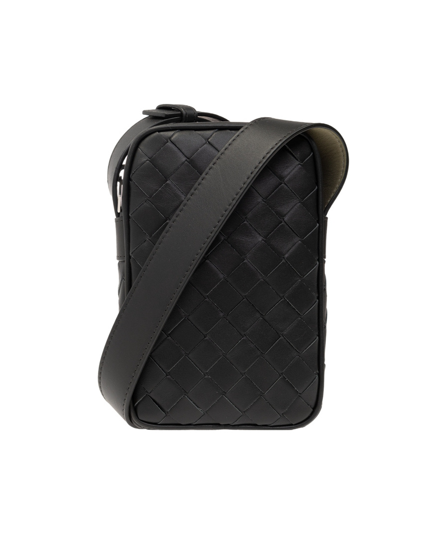 Bottega Veneta Woven Detail Shoulder Bag In Black