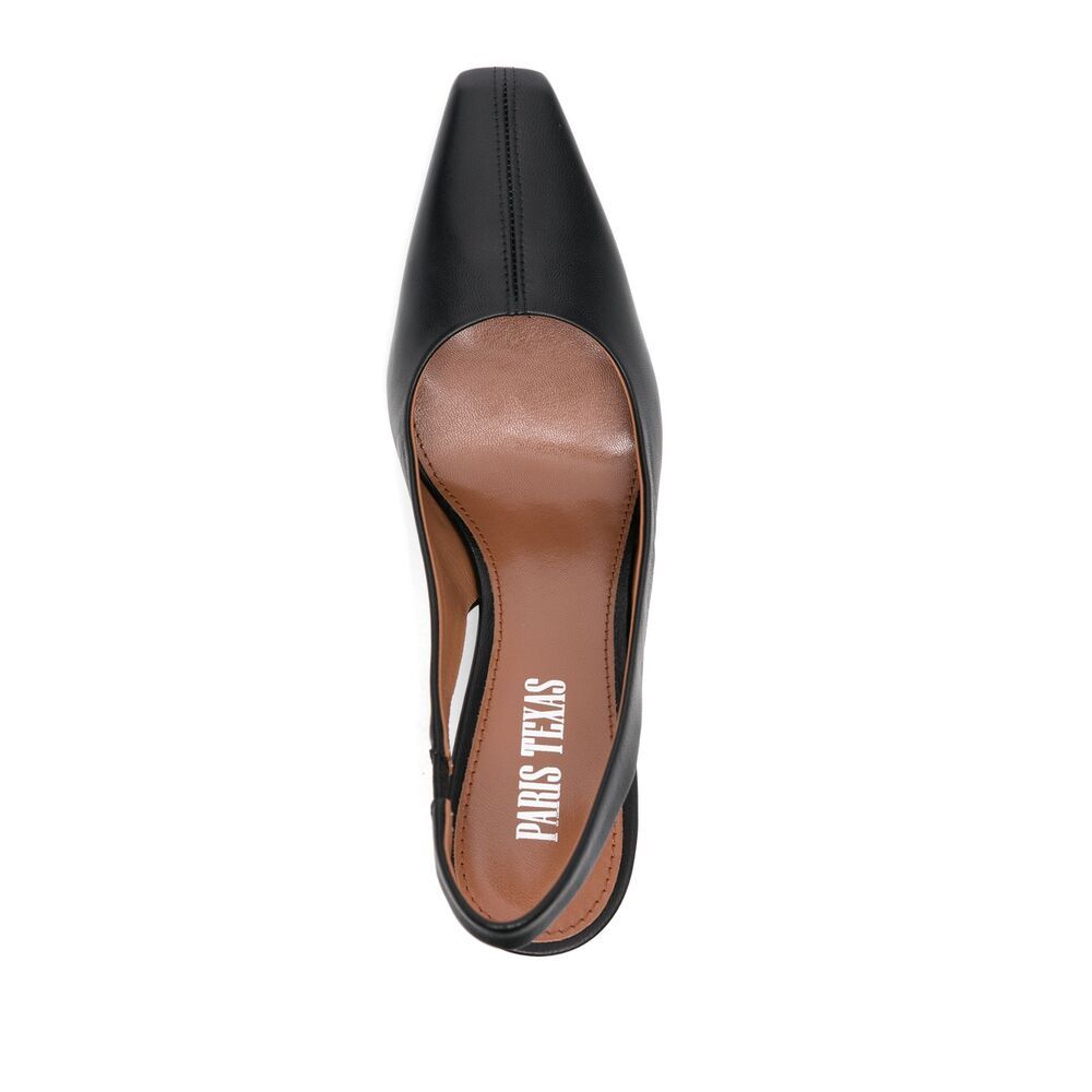 Paris Texas Slingback 75 Leather Block Heel In Black