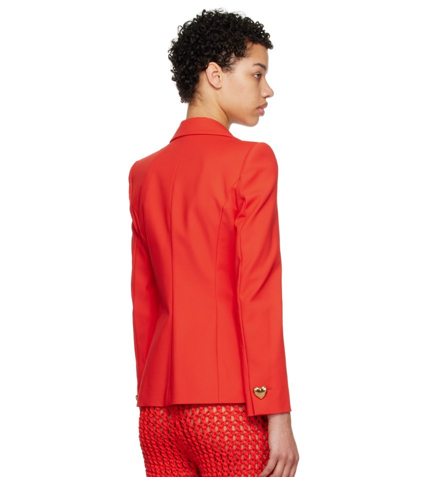 Moschino Red Heart Buttons Blazer In Red