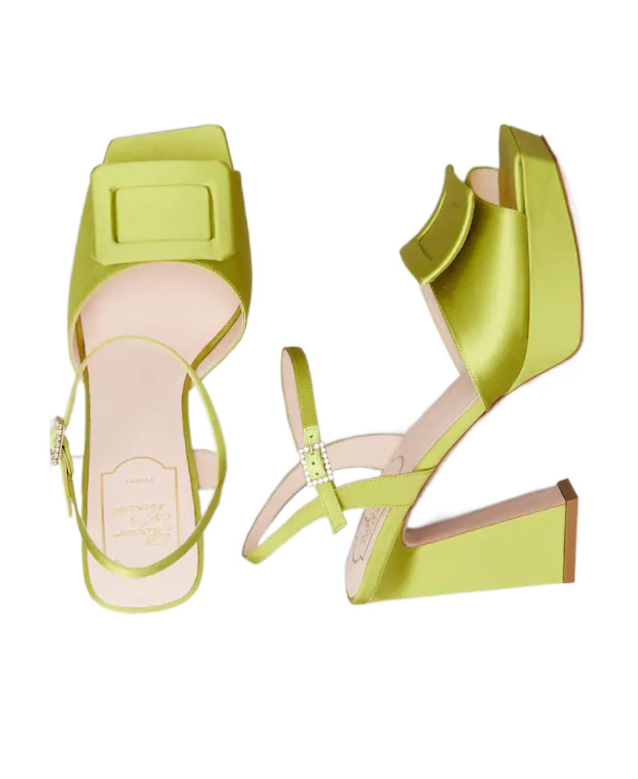 Roger Vivier Buckle High-heeled Sandals With Platform Soles In Green