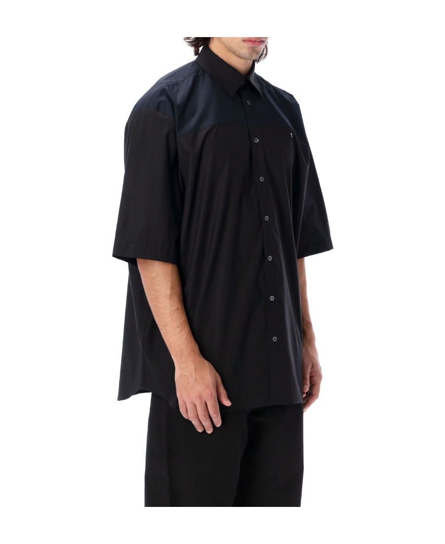Raf Simons Ghost Slogan Print Bowling Shirt In Black
