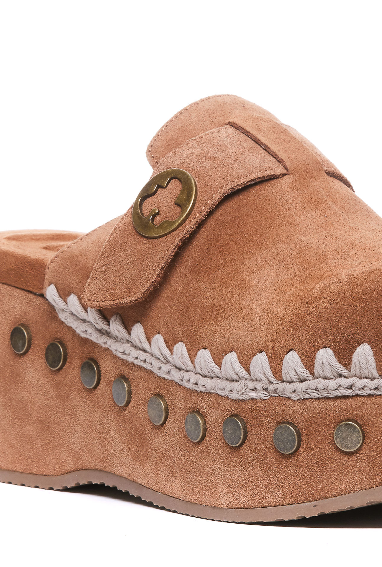Mou Overstitch Clogs In Brown