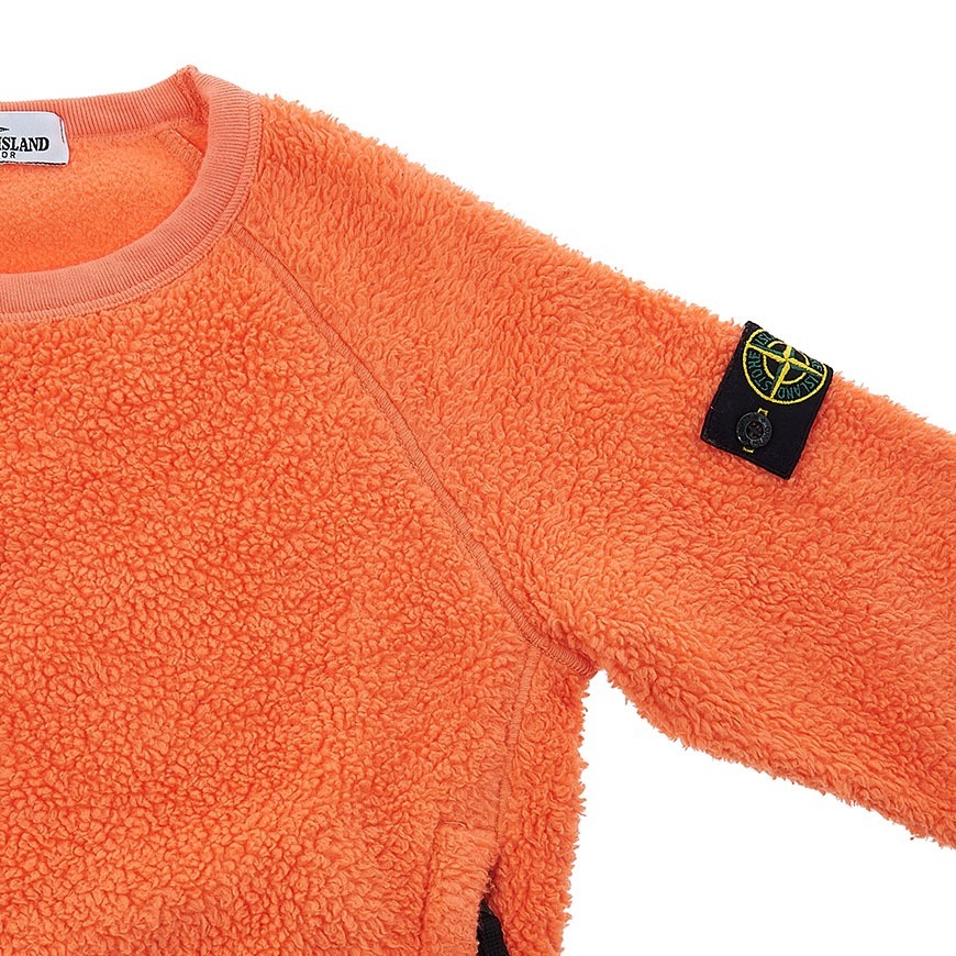 Stone Island Cotton Sweatshirt With Crew Neck And Logo On The Sleeve In Orange