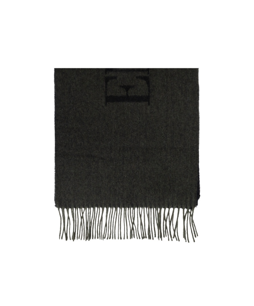 Emporio Armani Logo-jacquard Fringed Scarf In Black