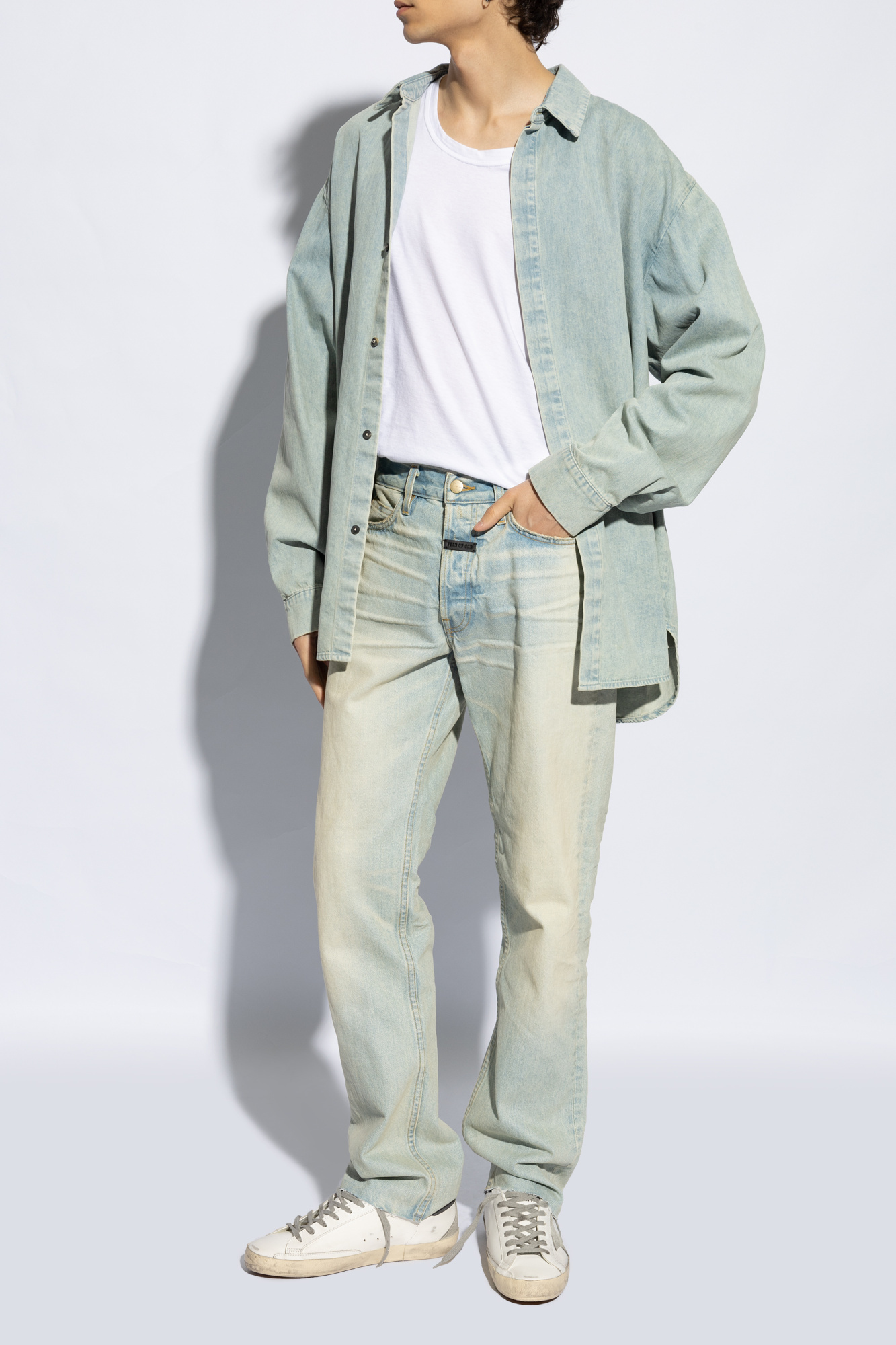 Shop Golden Goose Super-star Distressed Sneakers In White