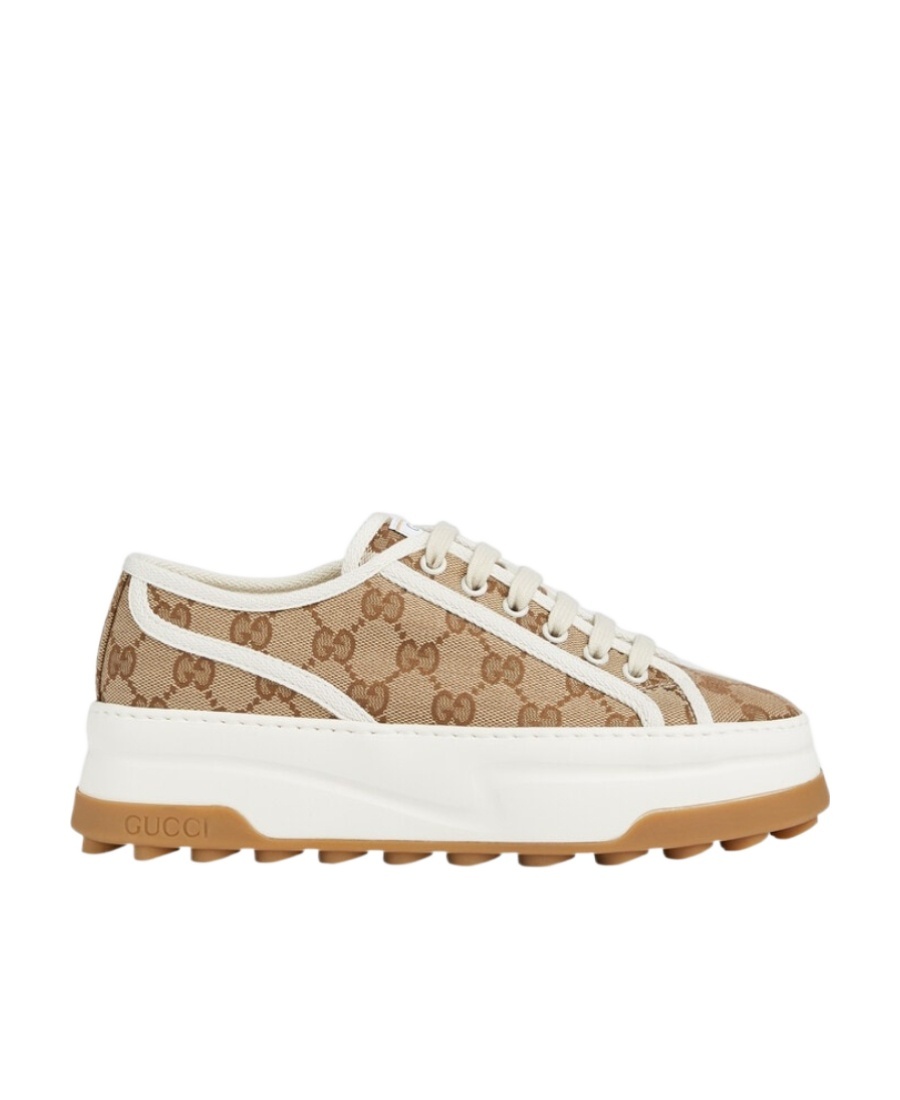 Gucci Gg Canvas Low-top Platform Sneakers In White