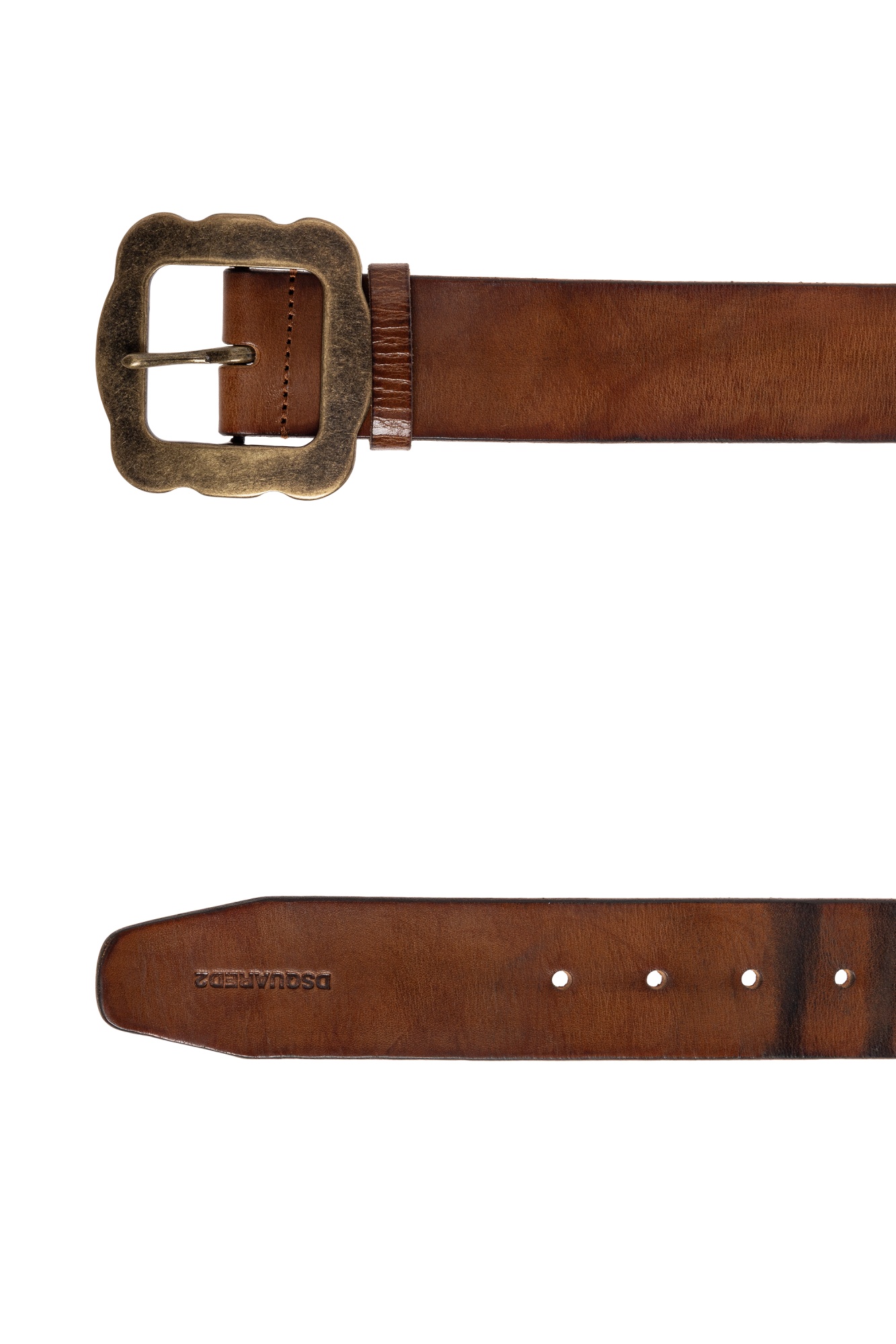 Dsquared2 Leather Square-buckle Belt In Brown