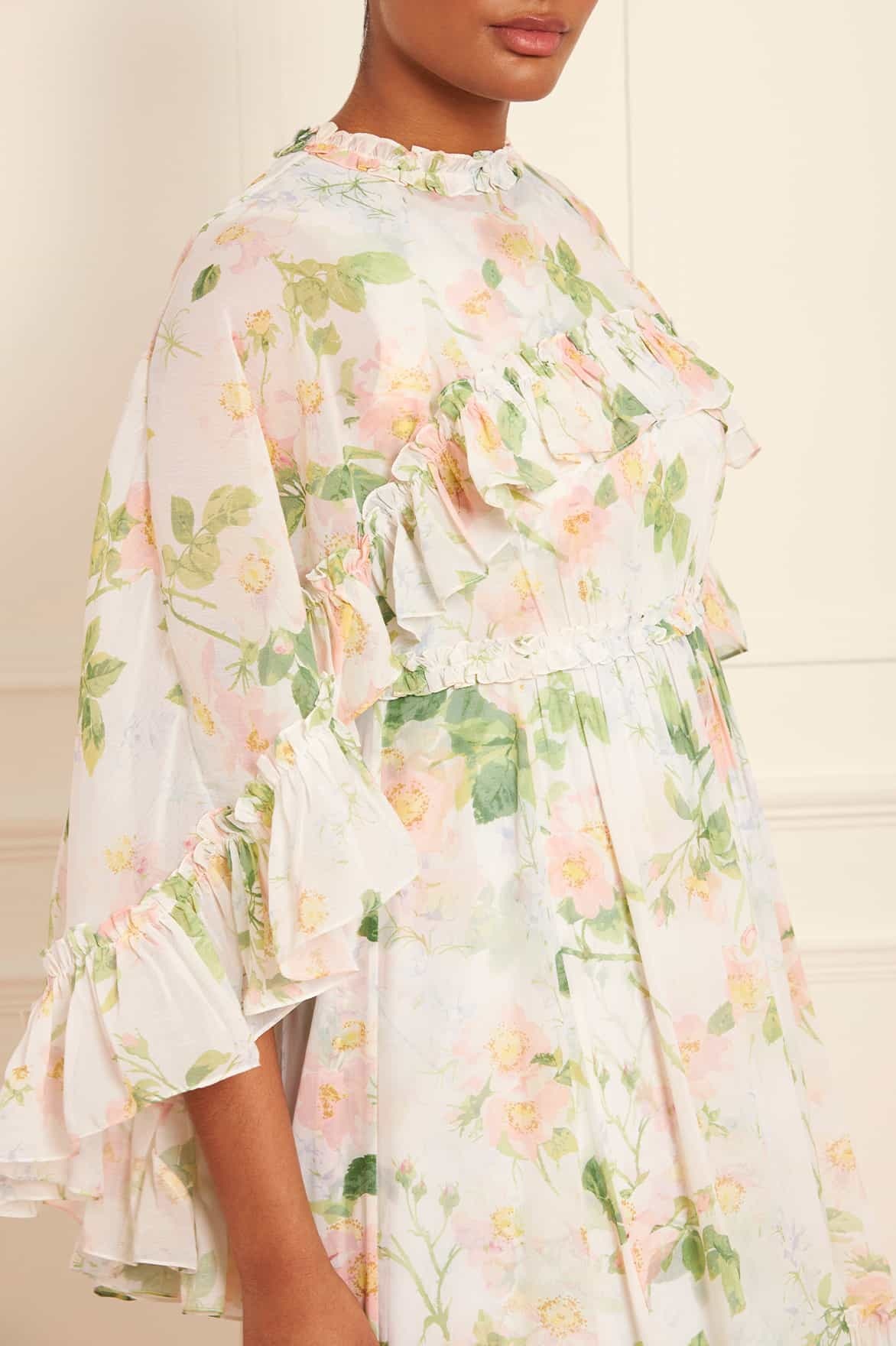 Needle & Thread Cape And Ankle Dress In White