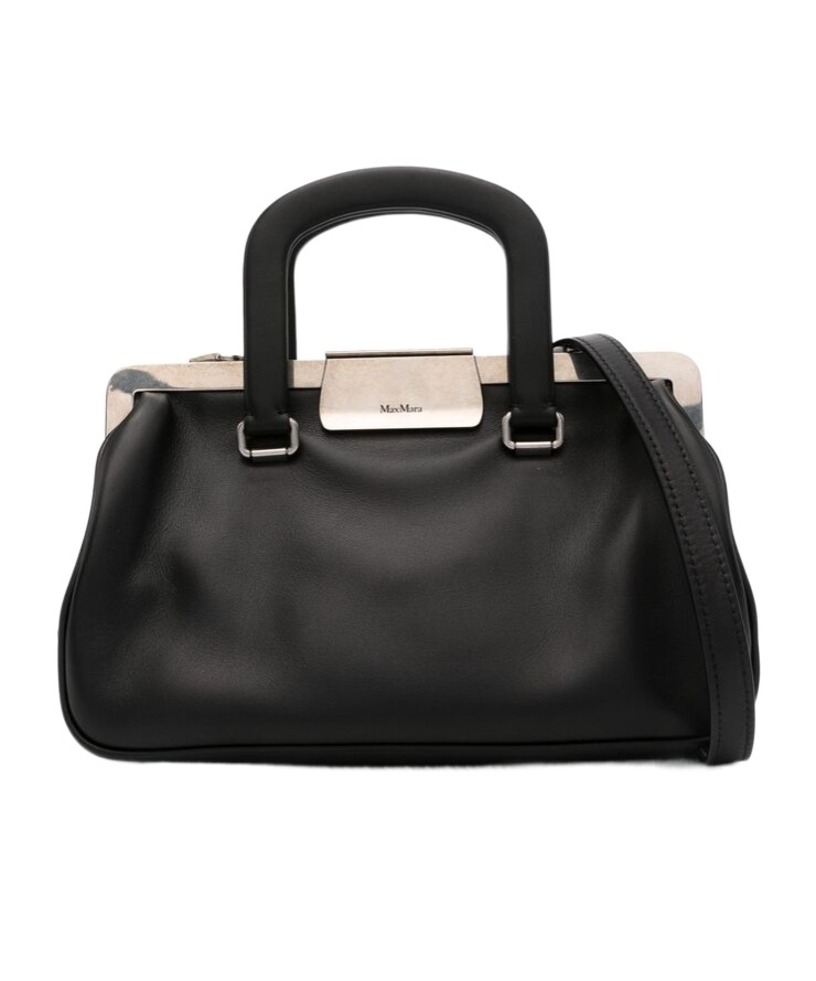 Max Mara Logo Detailed Top Handle Bag In Black