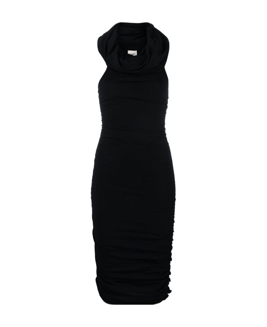 Khaite Aerica Ruched Midi Dress In Black