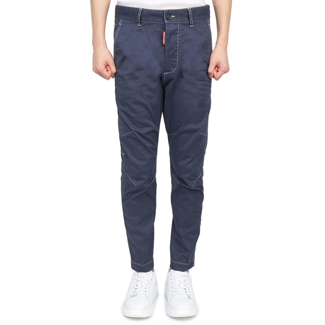 Shop Dsquared2 Contrast-stitch Tapered Trousers In Gray