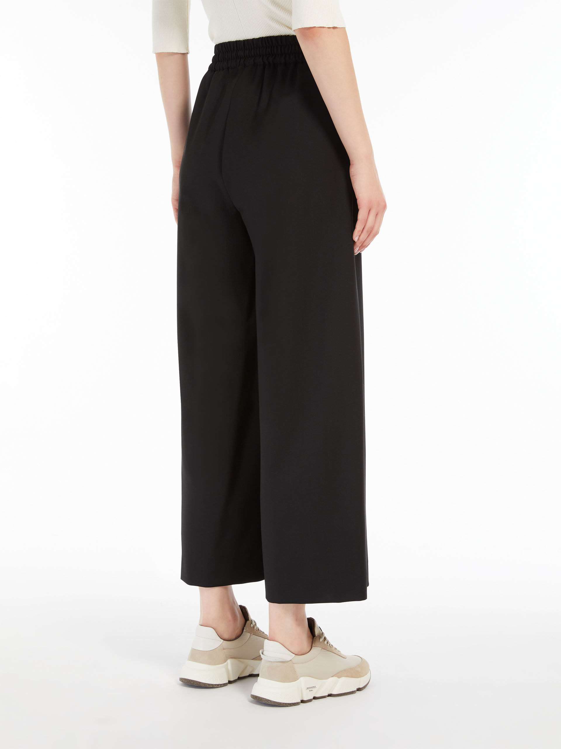 Weekend Max Mara Wool Canvas Wide-leg Pants In Black
