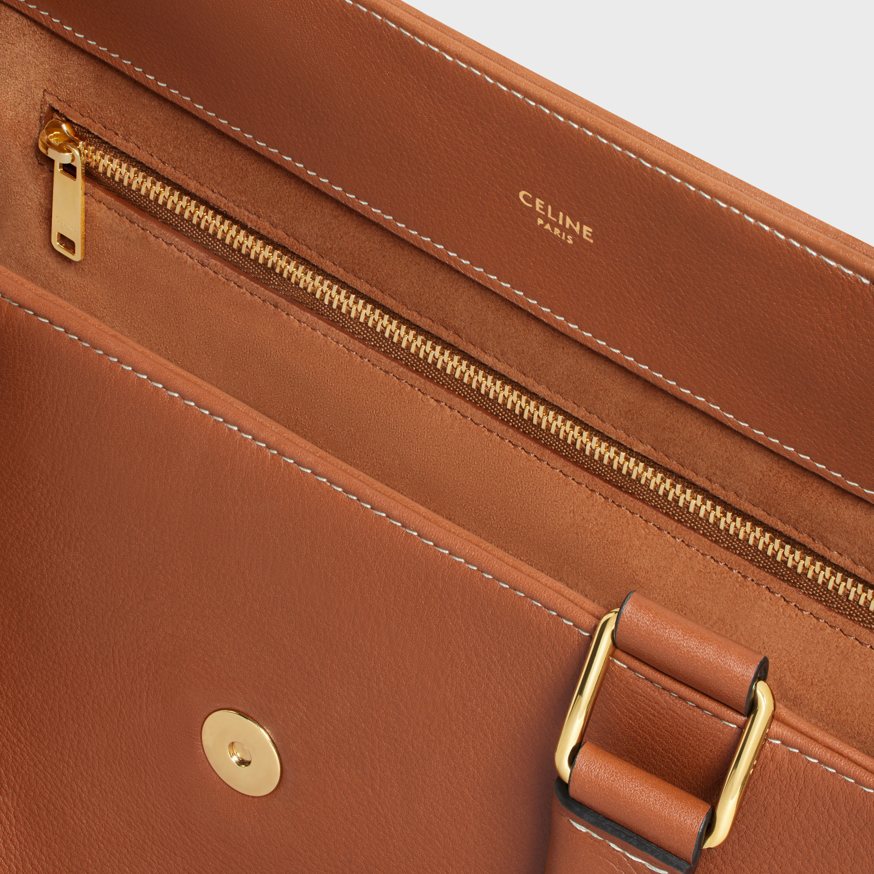 Celine Appoline Medium Logo Shoulder Bag In Brown