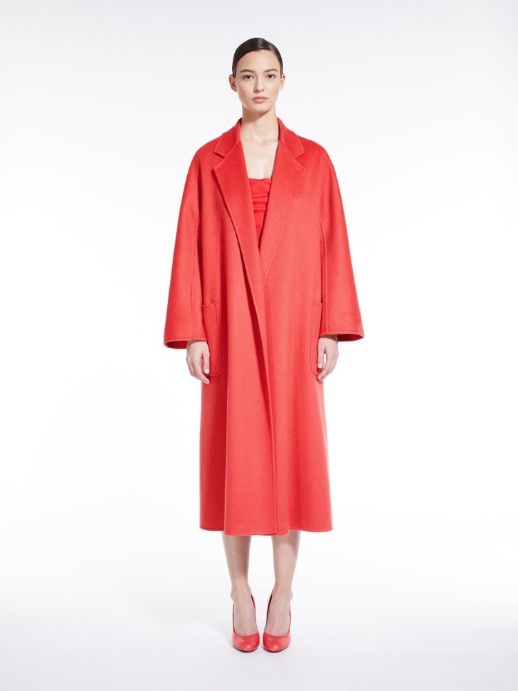 Max Mara Woman Coat Coral Size 12 Cashmere In Red