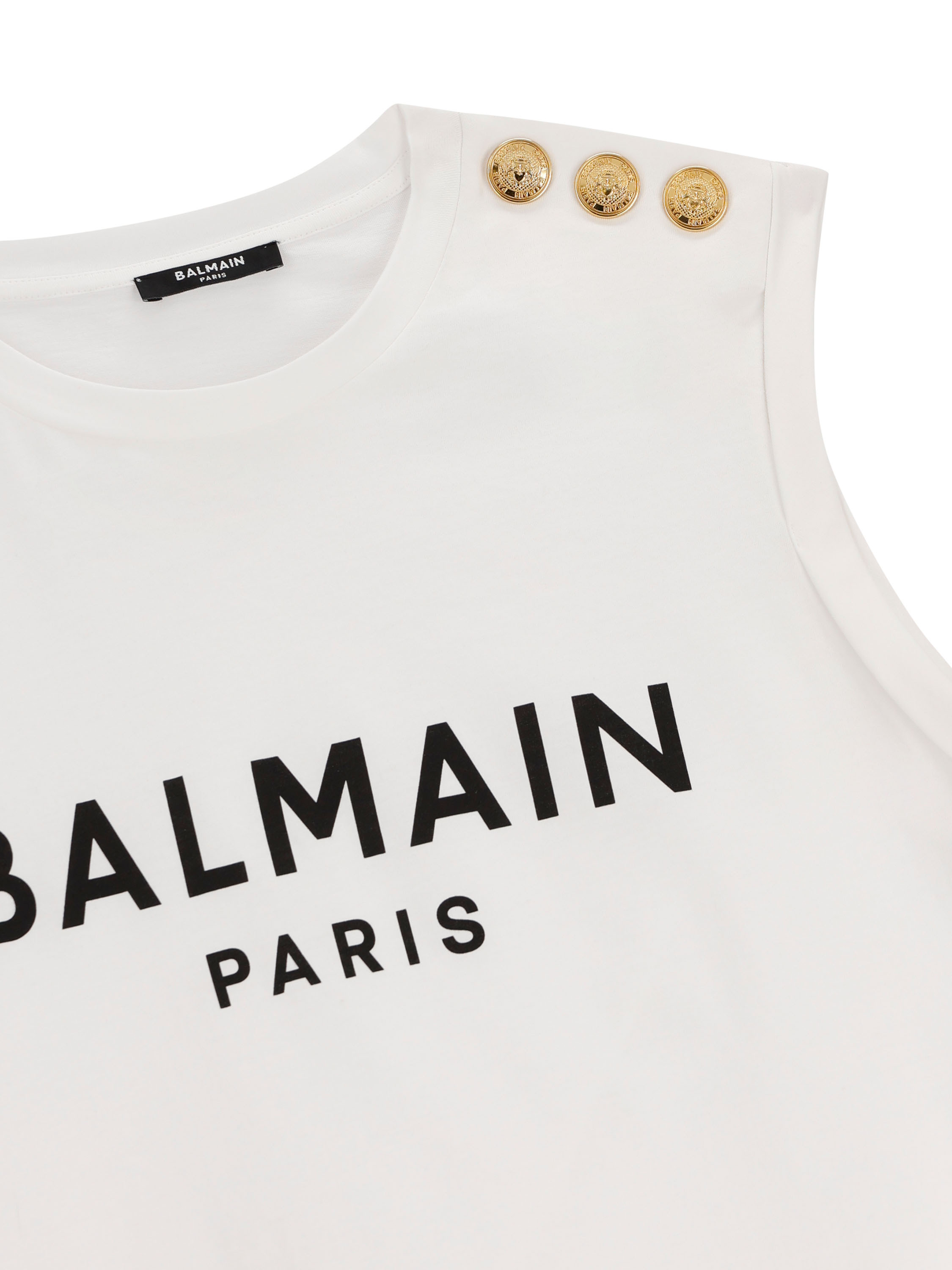 Shop Balmain Logo-print Detail Tank Top In White