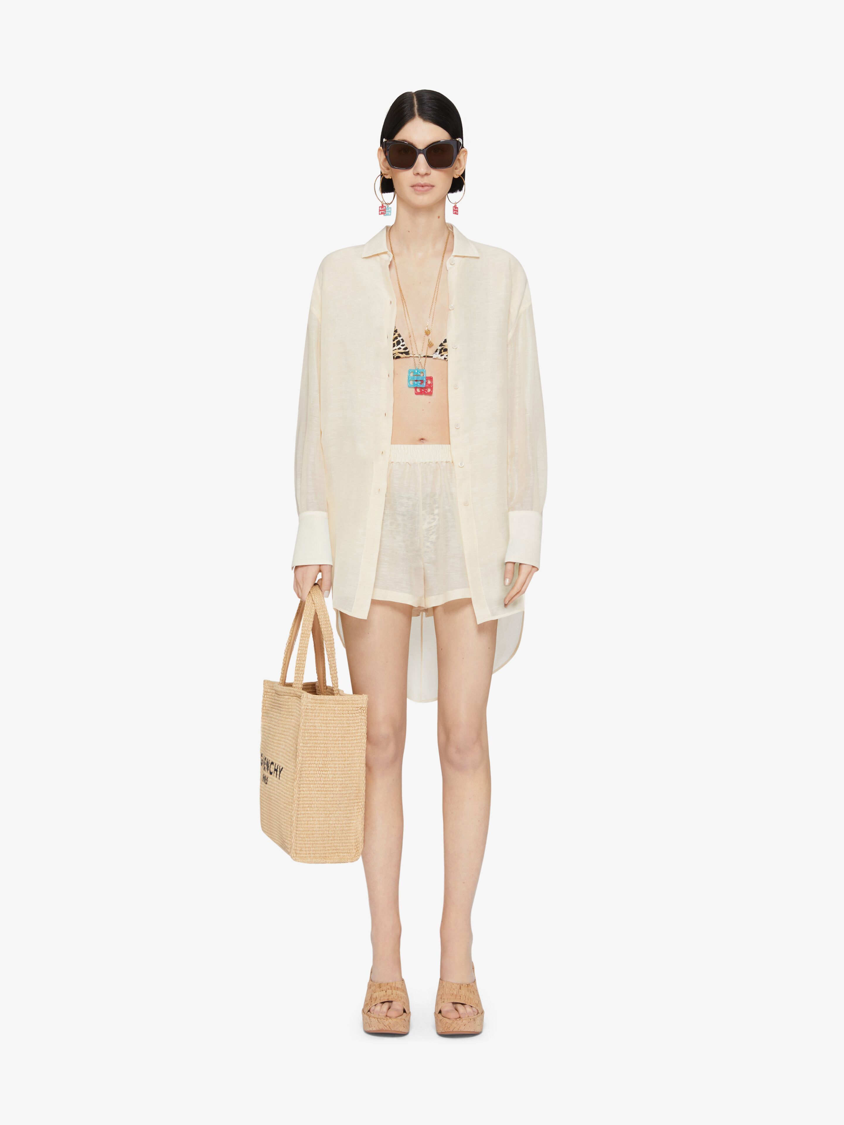 GIVENCHY OVERSIZED SHIRT IN SILK AND LINEN WITH DRAPED BACK