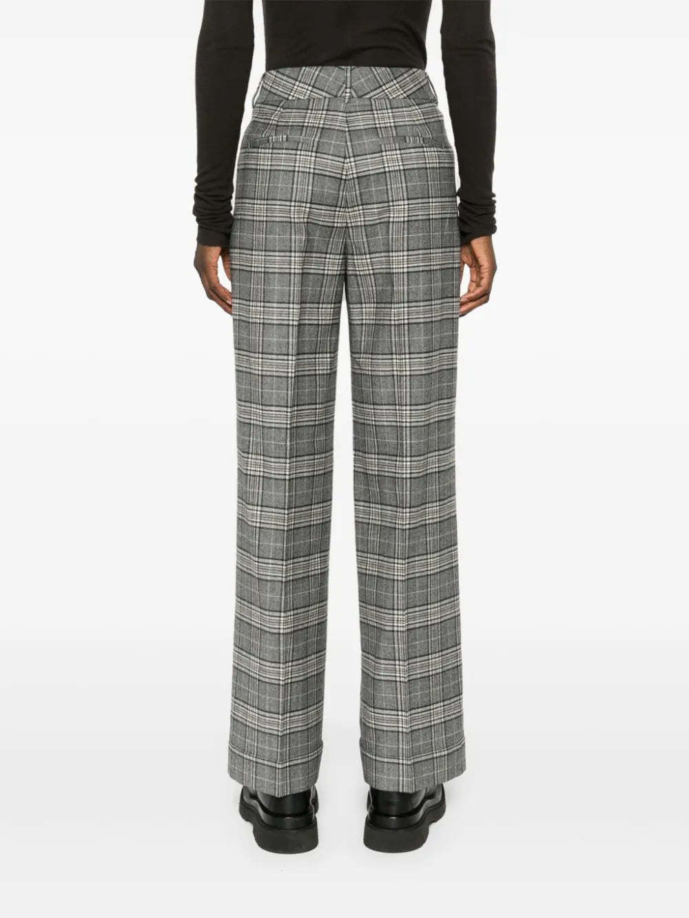 Peserico Tartan-check Trousers In Black