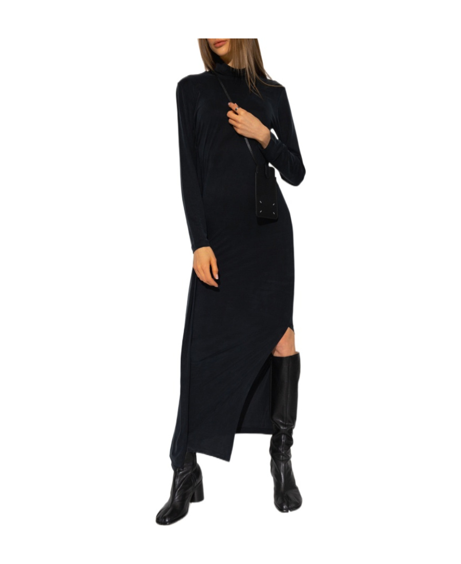 Mm6 Maison Margiela Roll-neck Maxi Dress In Black