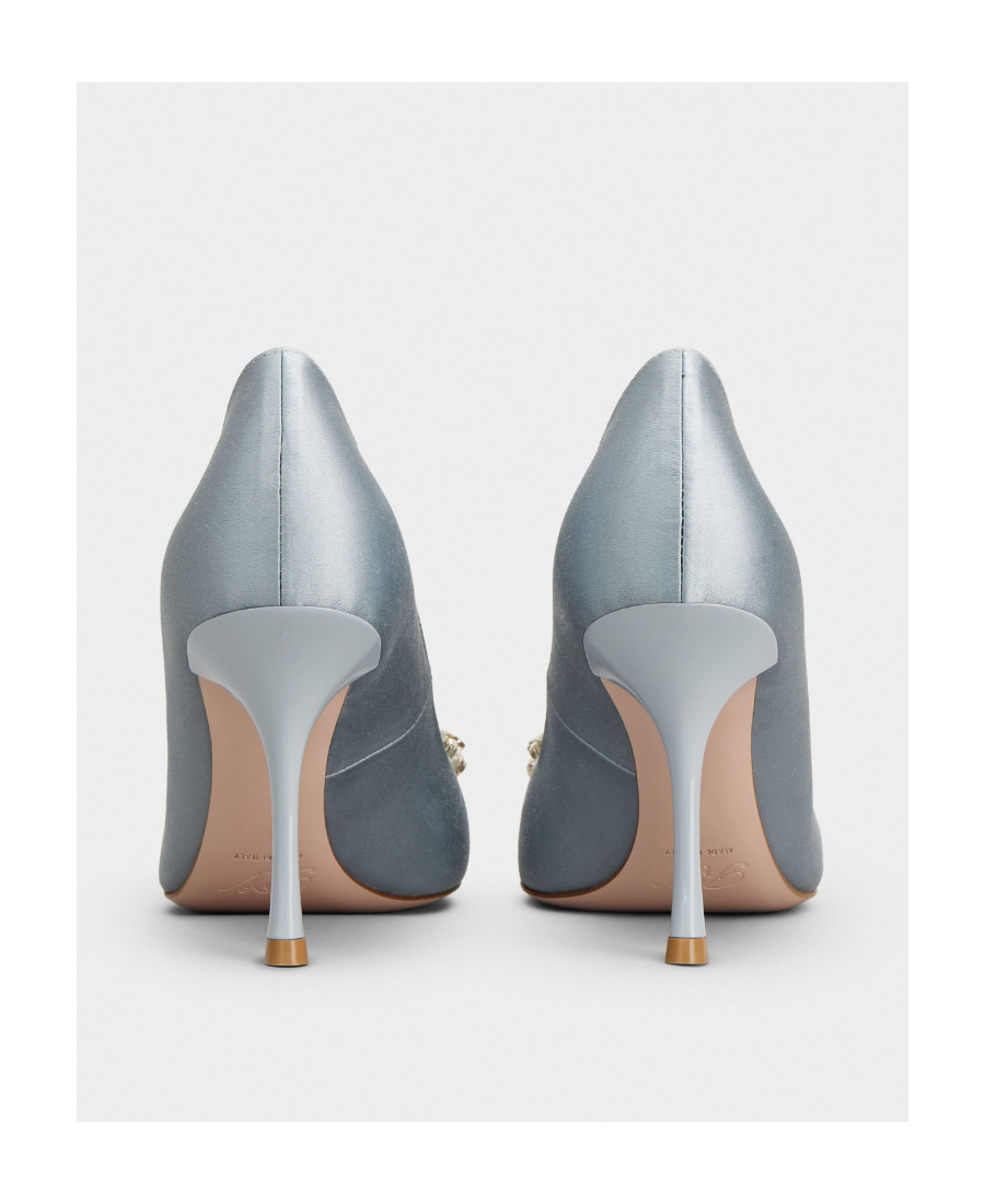 ROGER VIVIER RV BOUQUET STRASS PEARL BUCKLE PUMPS IN SATIN