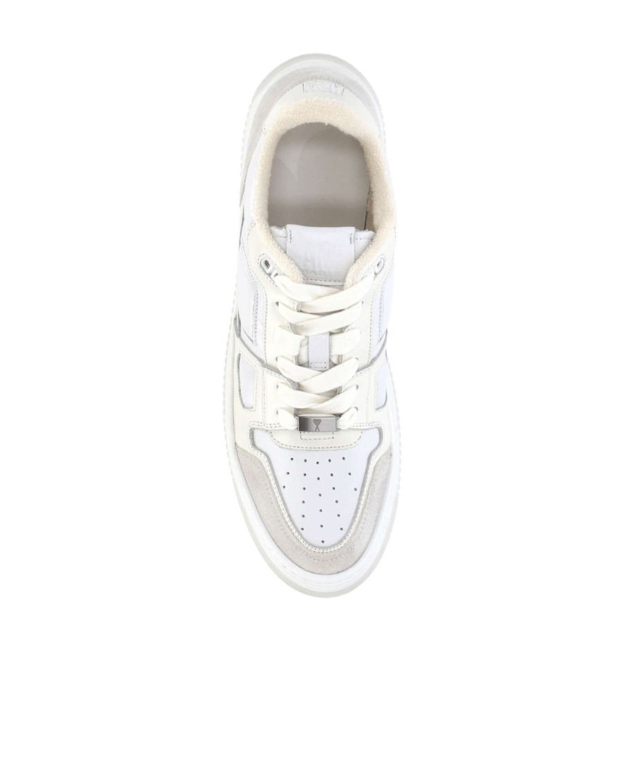 Ami Alexandre Mattiussi Round Head Lace-up Casual Shoes In White