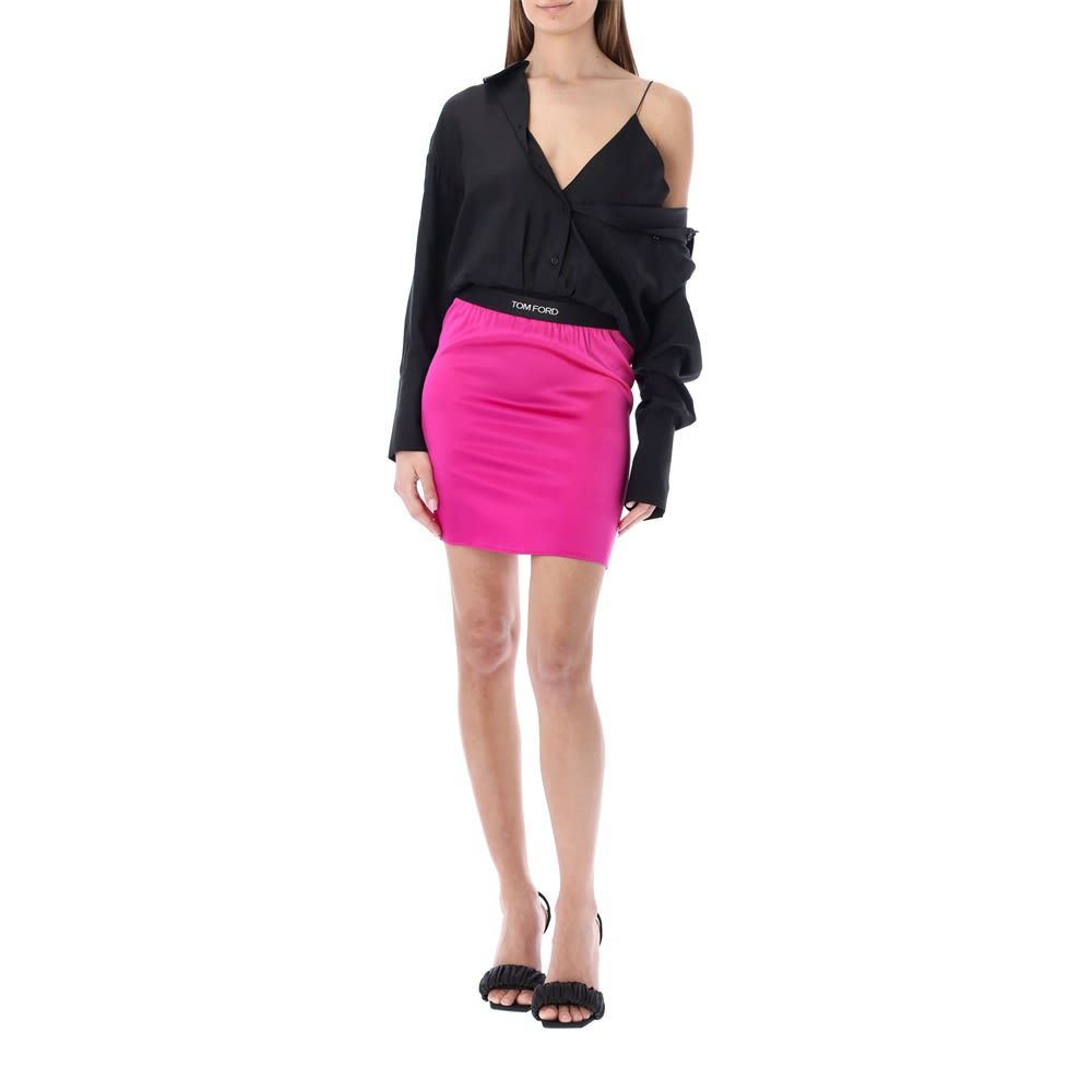 TOM FORD LOGO-WAISTBAND MINI PENCIL SKIRT