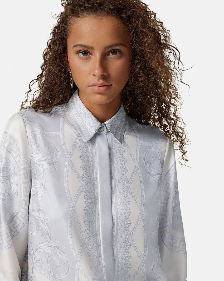 Versace Women's Printed Silk Shirt In White